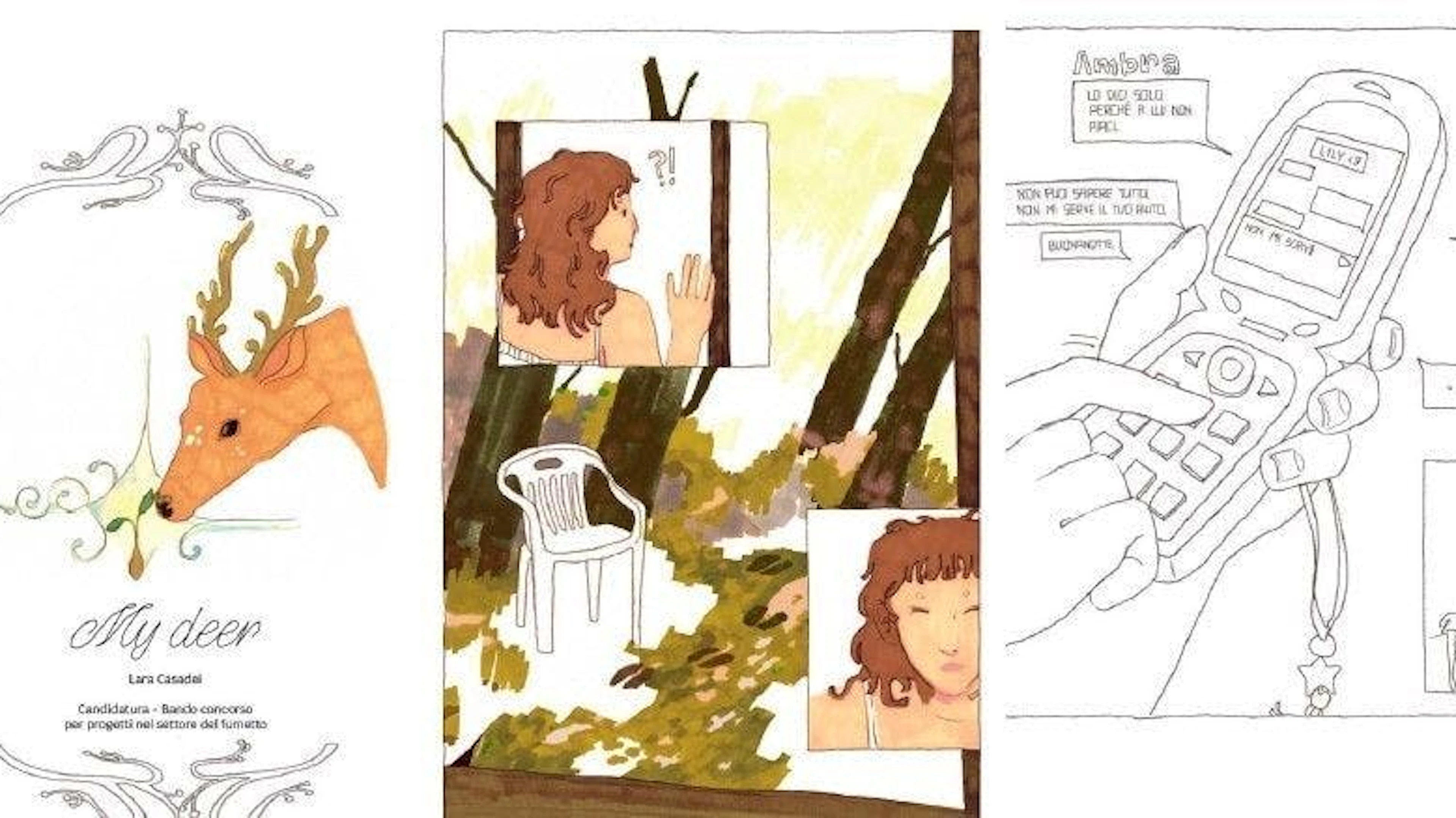 Alcune tavole del progetto vincitore del bando «My deer» di Lara Casadei.