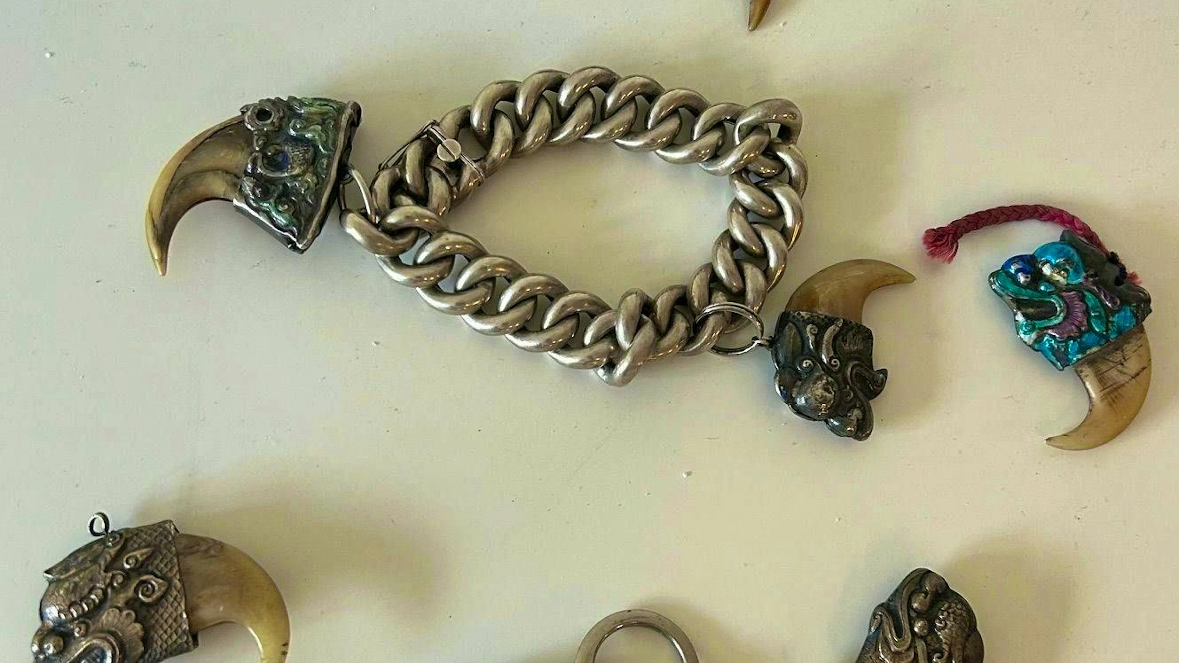 Antique Chinese jewelry made from tiger claws.