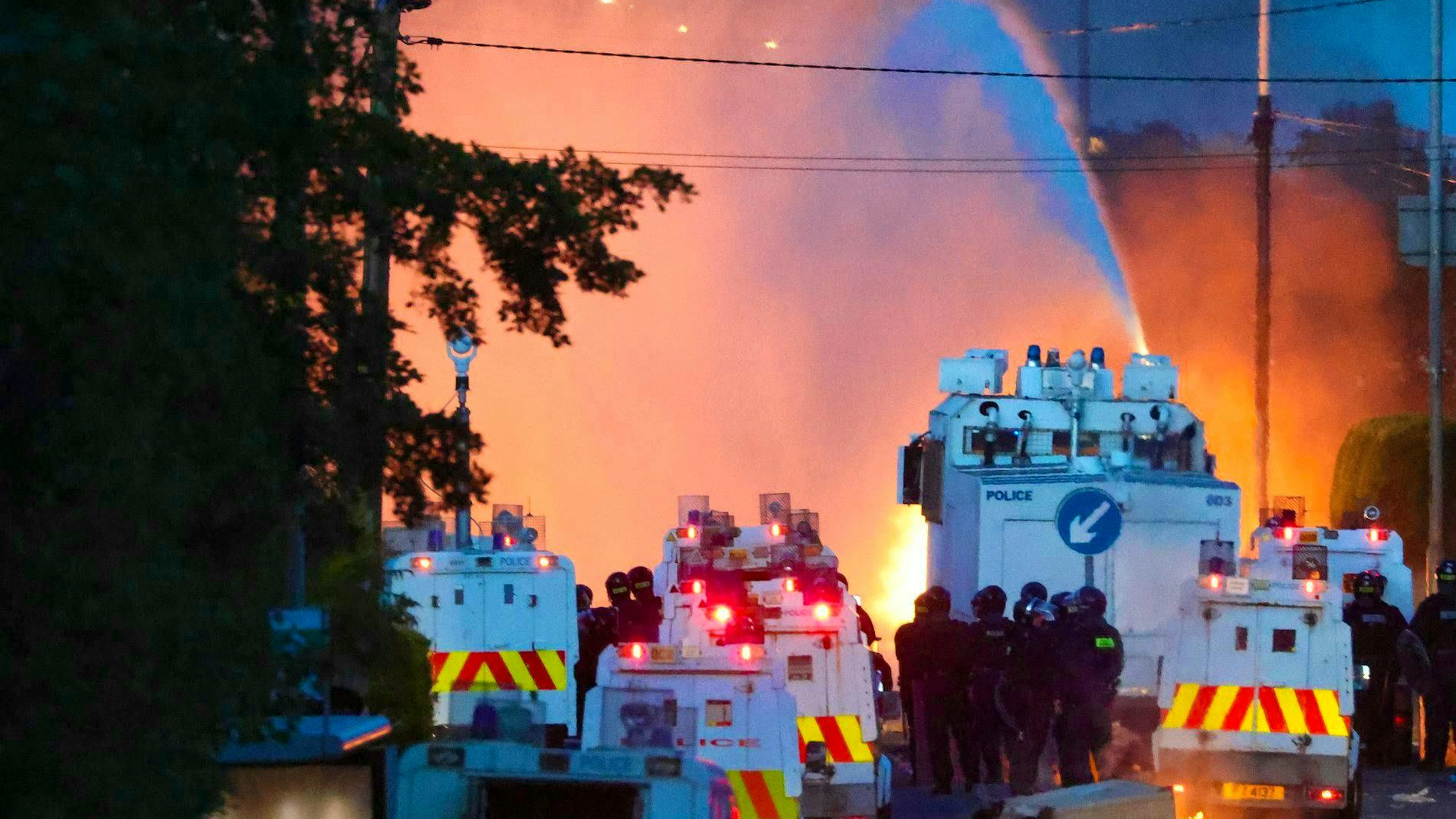 On Wednesday evening (June 10), police attempted to disperse rioters in Newtownabbey near Belfast using water cannons. 