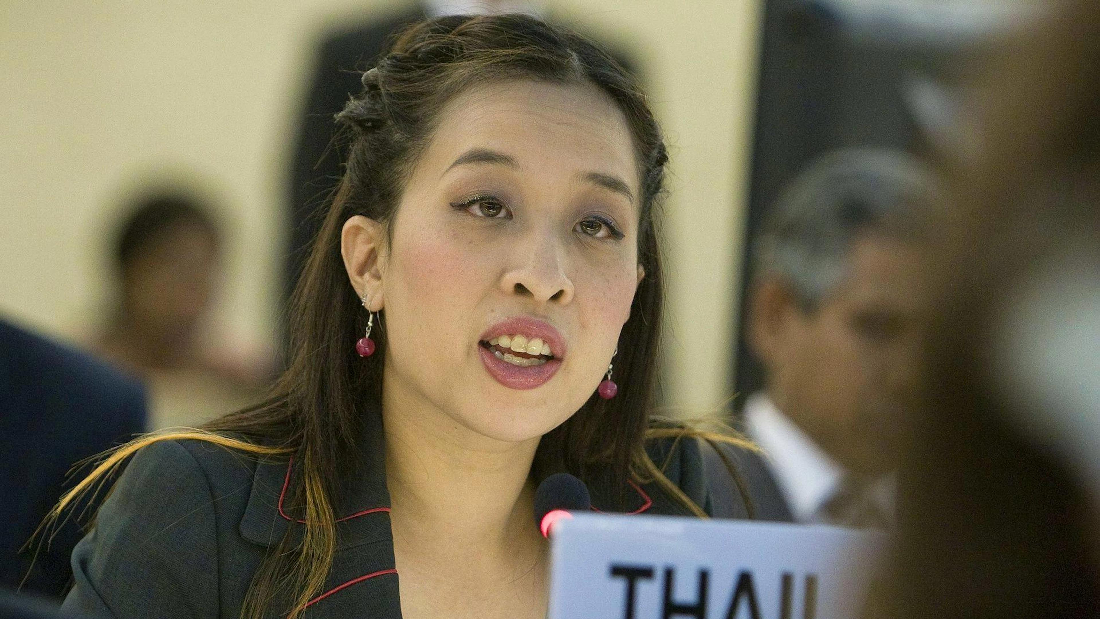 Prinzessin Bajrakitiyabha hält während des UN-Menschenrechtsrat im europäischen Hauptsitz der Vereinten Nationen in Genf eine Rede. (14. September 2009)