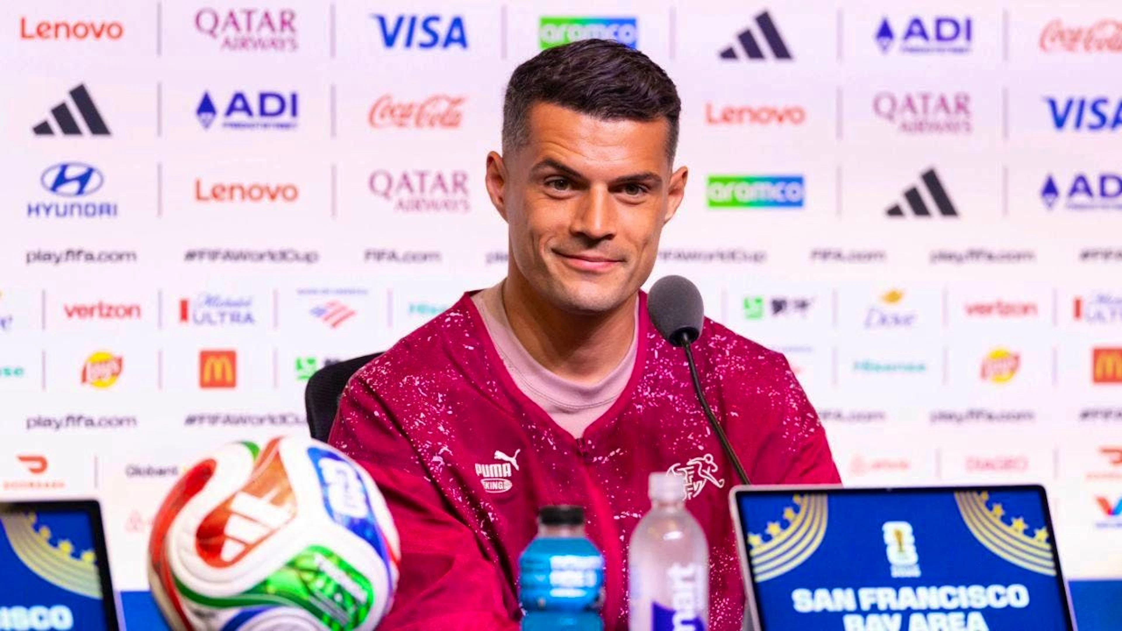 Granit Xhaka, captain of the Swiss national team, looks ahead to the World Cup opener