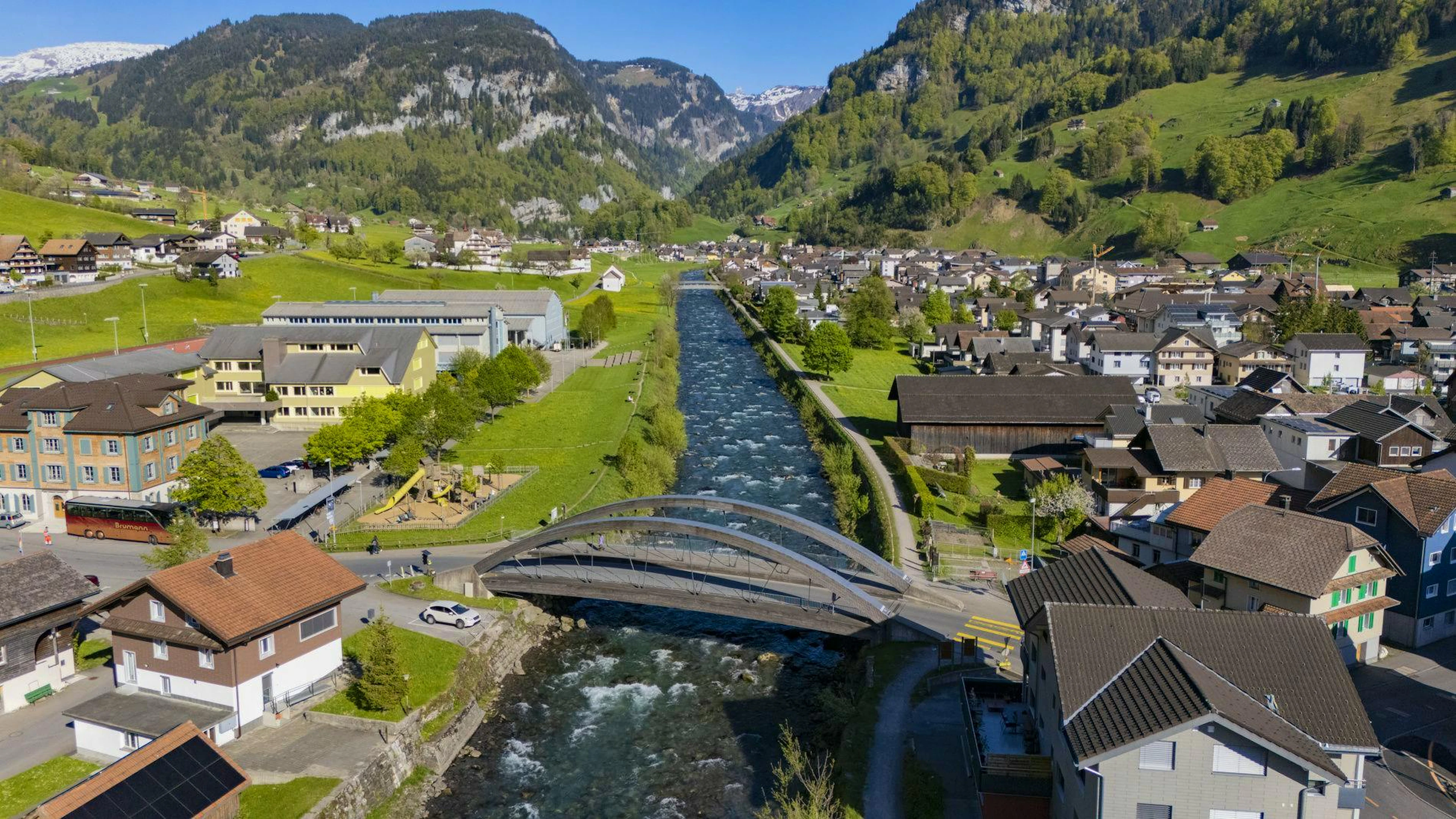 Die ausgerissenen Bäume und Sträucher wurden von Unbekannten in den Fluss Muota geworfen.