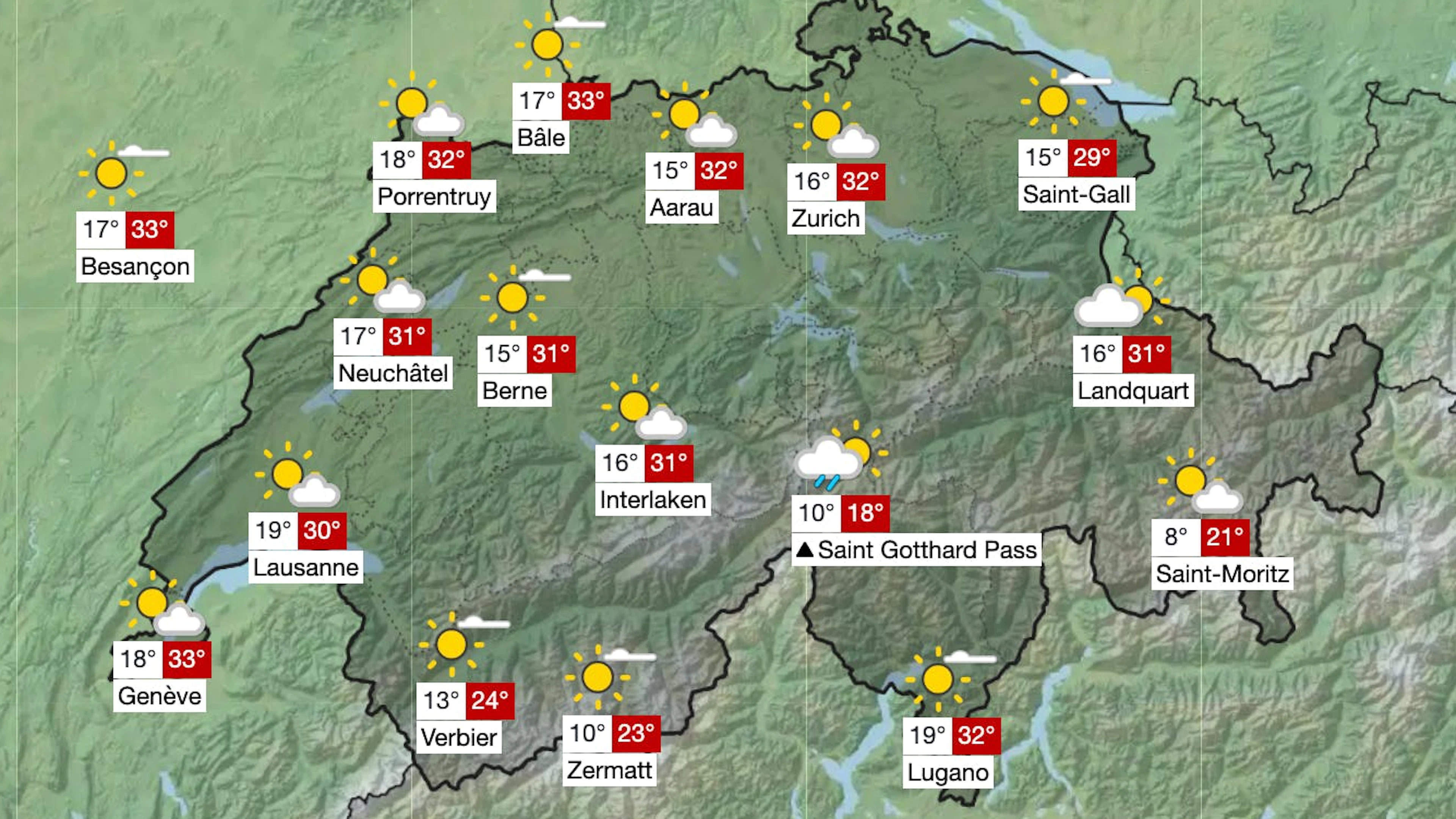Mercredi, MeteoNews prévoit des températures supérieures à 30 degrés sur une grande partie du territoire.