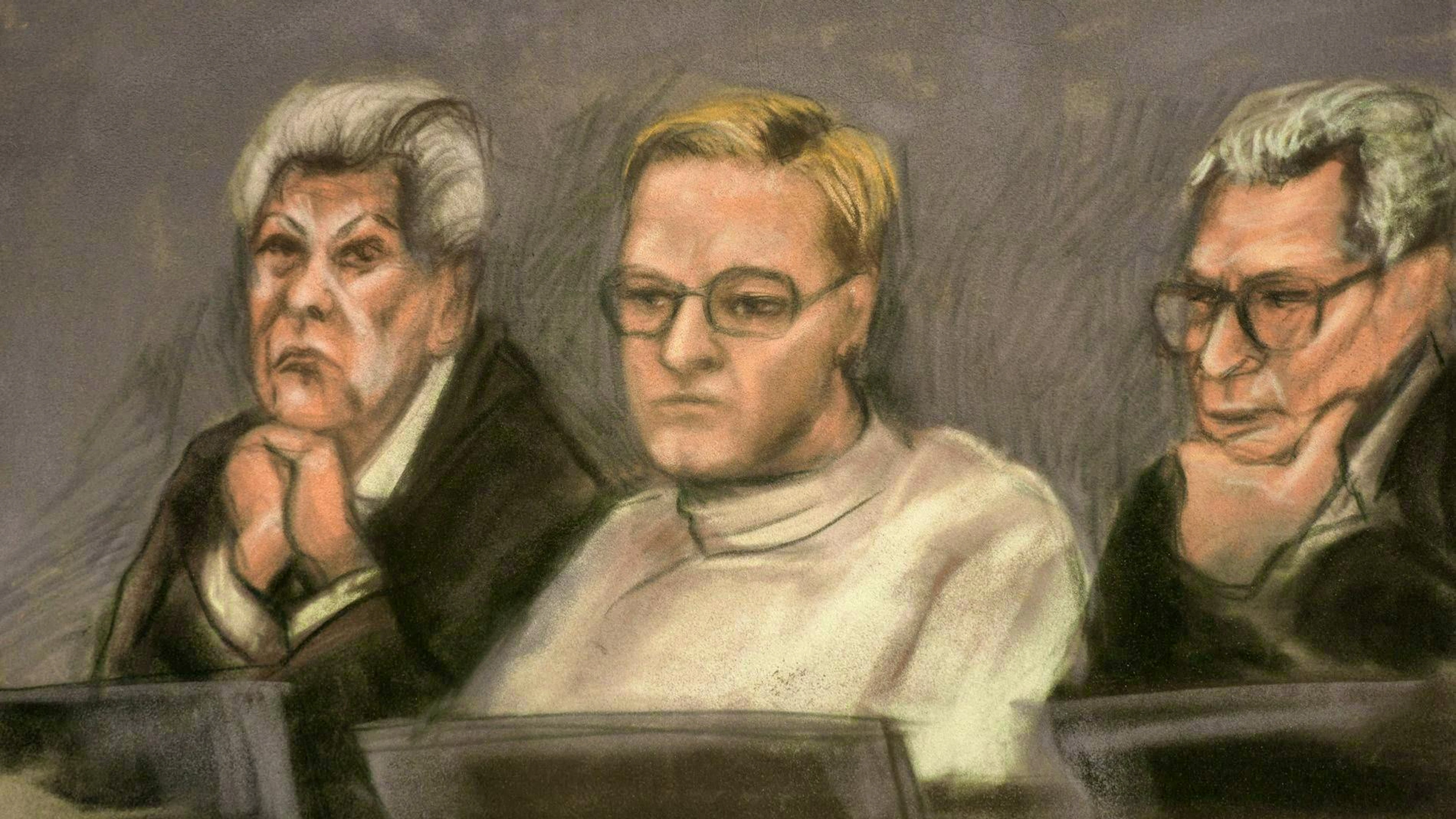 Sketch of Marius Borg Høiby in the courtroom. Photography is prohibited there.