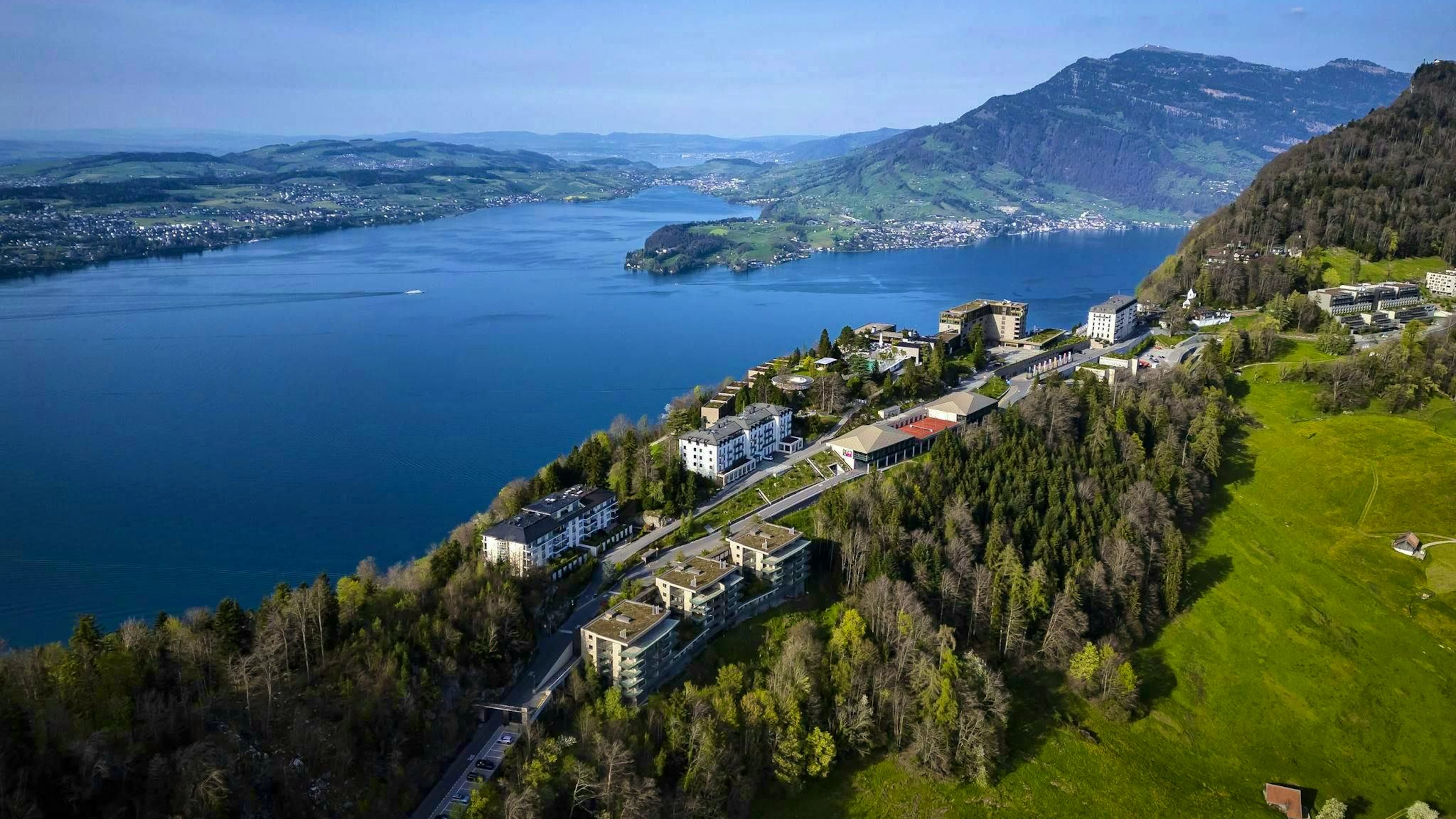 Mount Bürgenstock with the Bürgenstock Resort overlooking Lake Lucerne.
