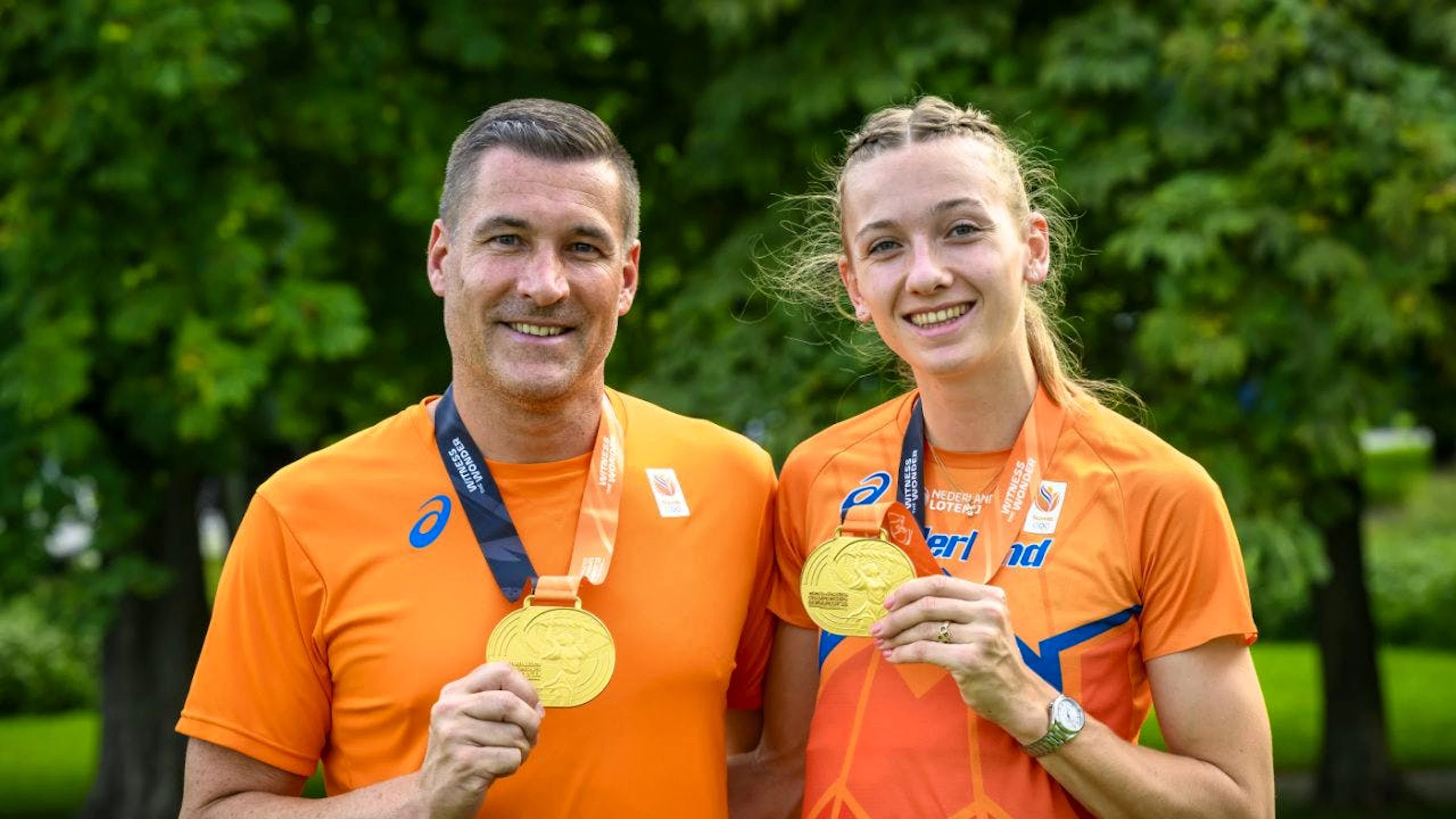 Femke Bol et Laurent Meuwly, ici en 2023 après le titre de championne du monde décroché par la Néerlandaise sur 400m haies.