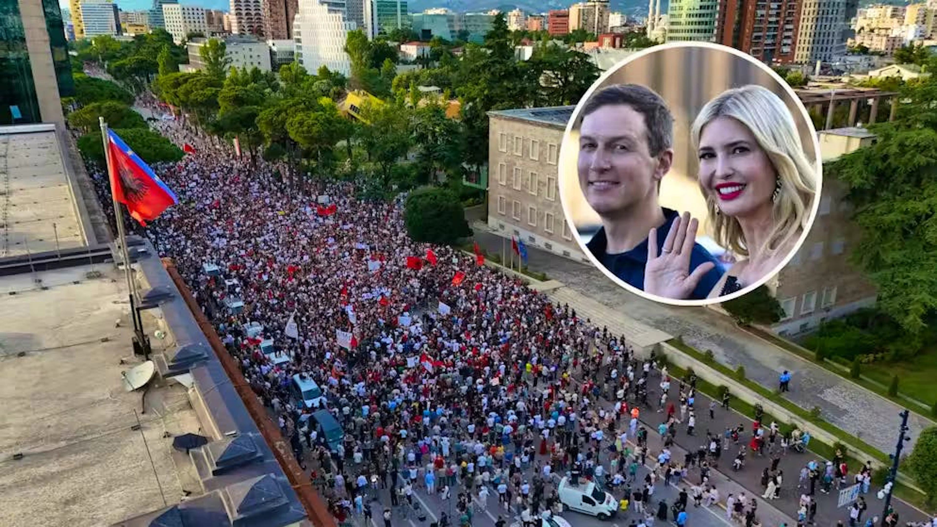 Protest in Tirana am 6. Juni: Zehntausende gehen wegen eines milliardenschweren Bauprojekts der Trumps auf die Strasse.
