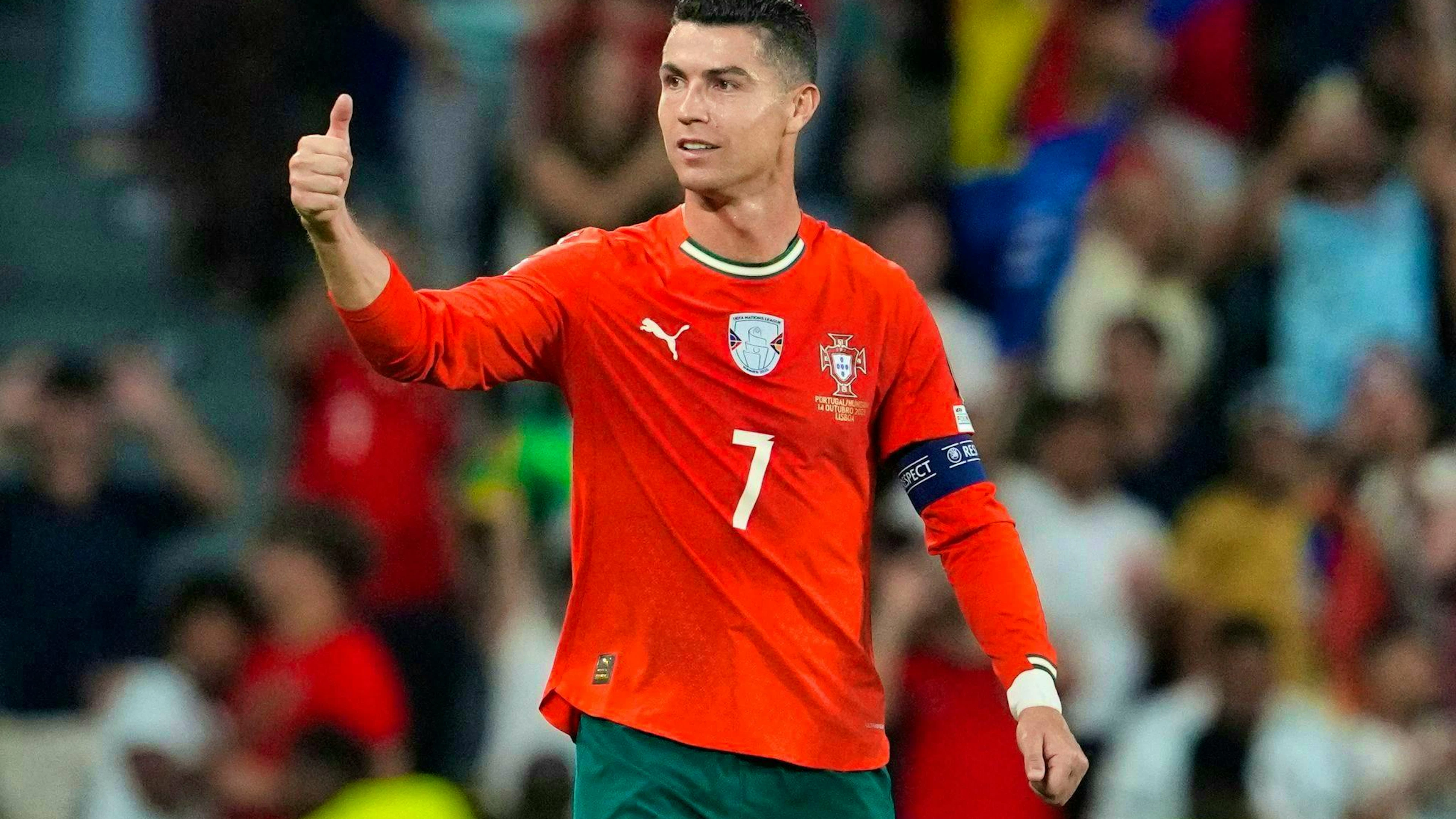 Thumbs up: Cristiano Ronaldo is set to make his sixth World Cup appearance.