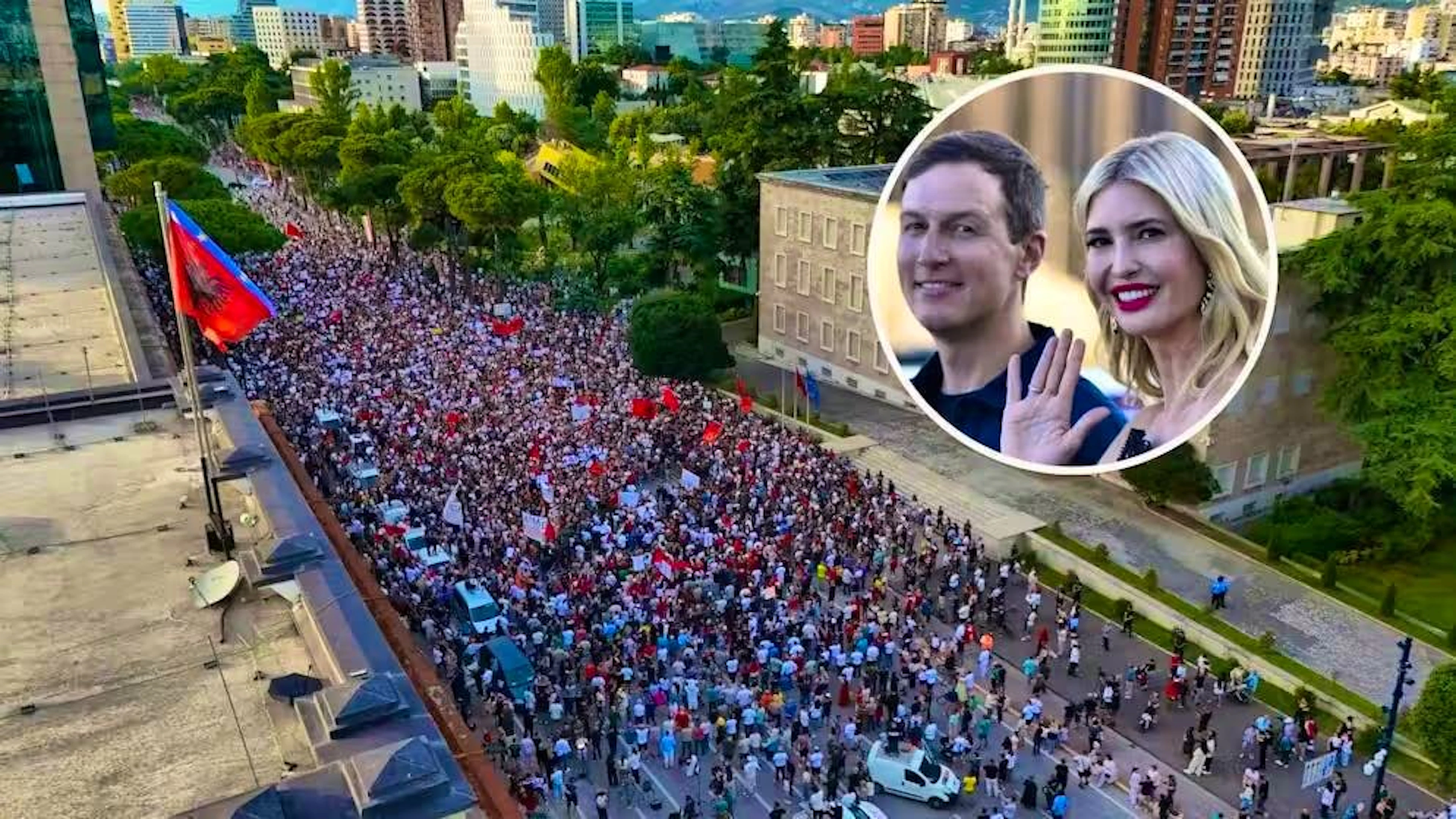 Protest in Tirana on June 6: Tens of thousands take to the streets over a Trump family construction project worth billions.