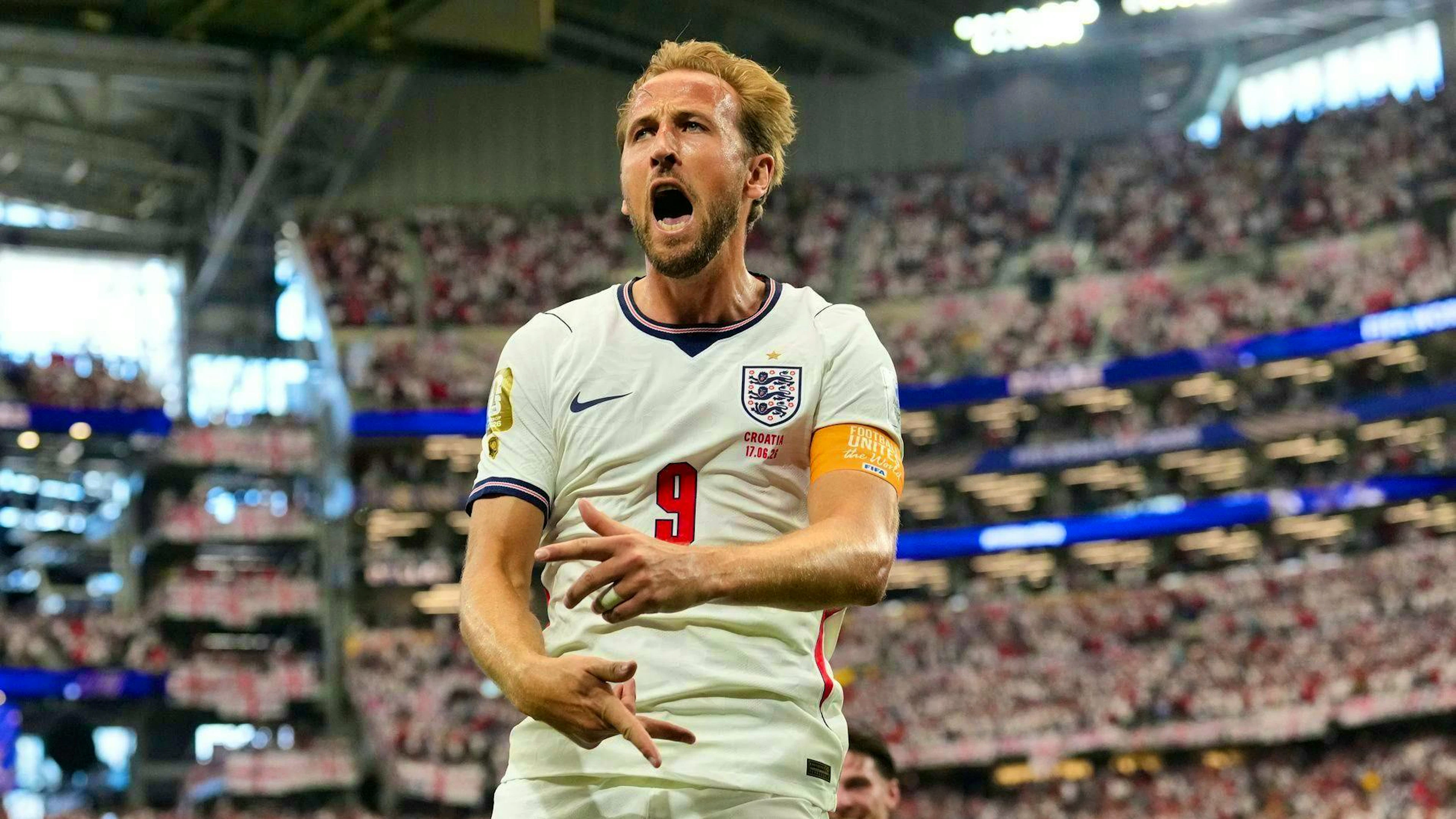 Harry Kane scores a brace in the 4-2 win over Croatia.
