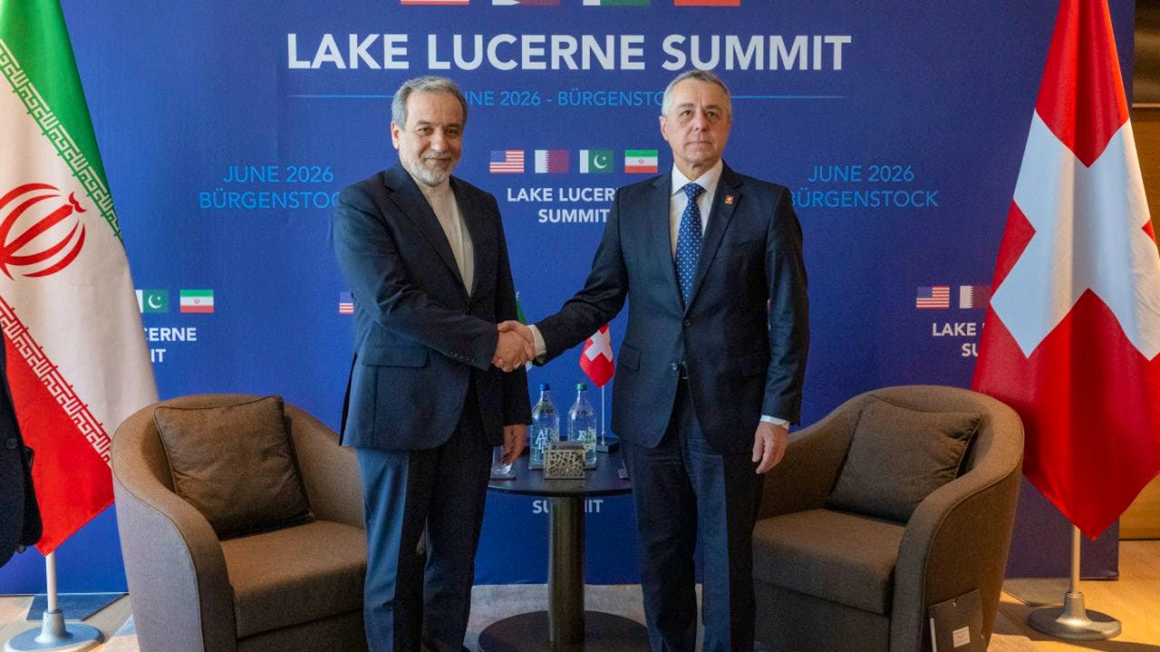 Le ministre des Affaires étrangères Mohammad Araghchi et le conseiller fédéral Ignazio Cassis ont discuté pendant environ 45 minutes au Bürgenstock.