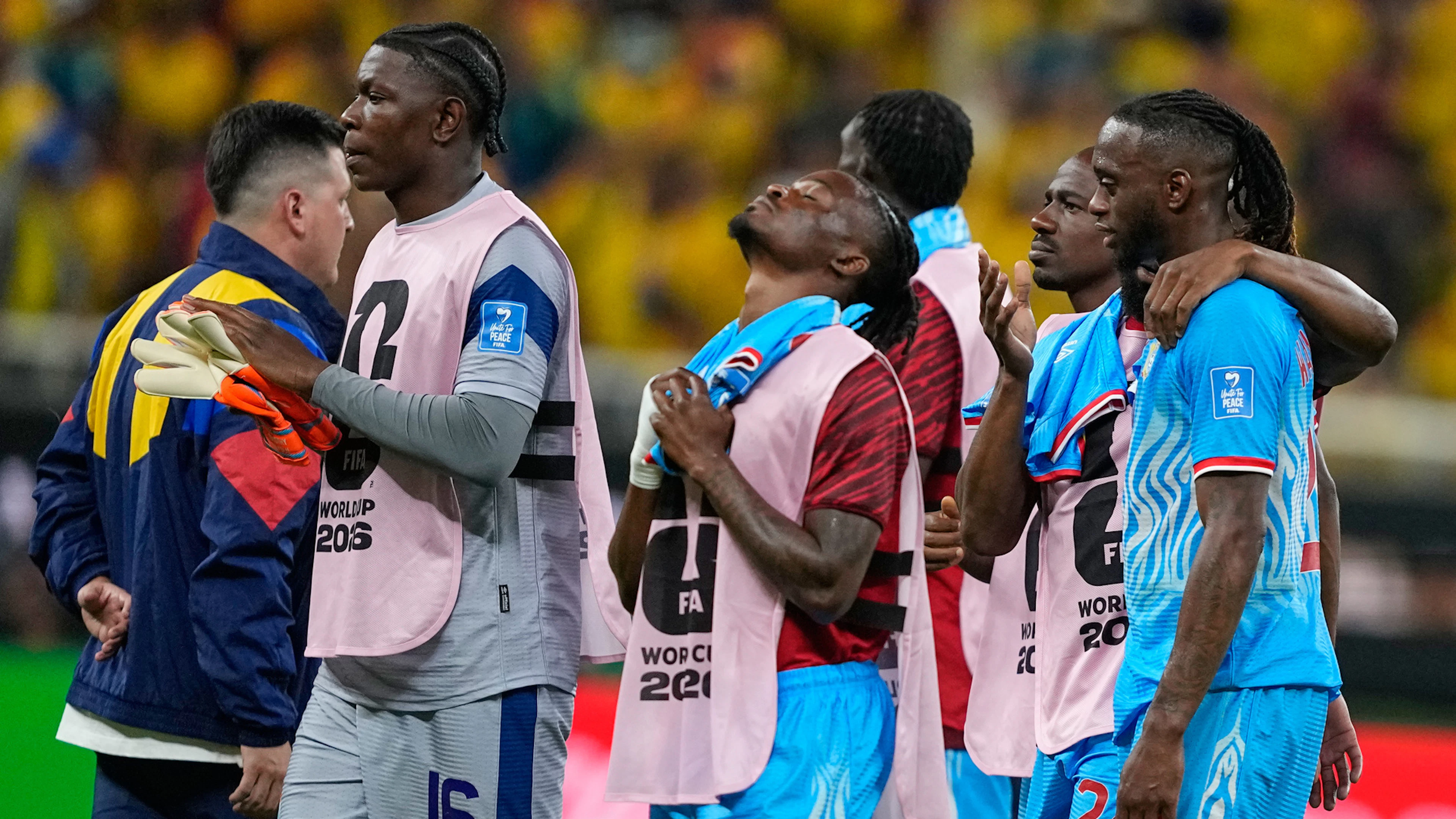 I giocatori della Repubblica Democratica del Congo, sconfitti al termine di una prova solida.