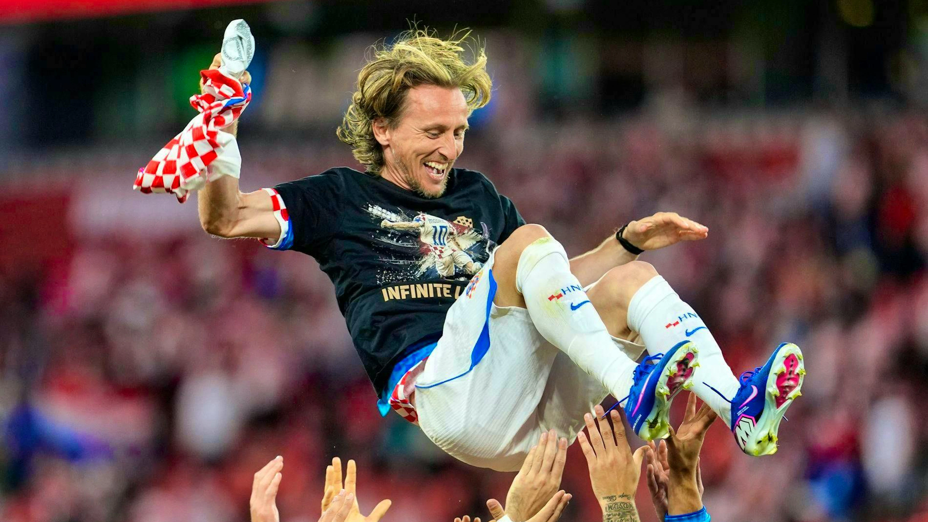 Luka Modric was celebrated after the game. He now has 200 international appearances under his belt.