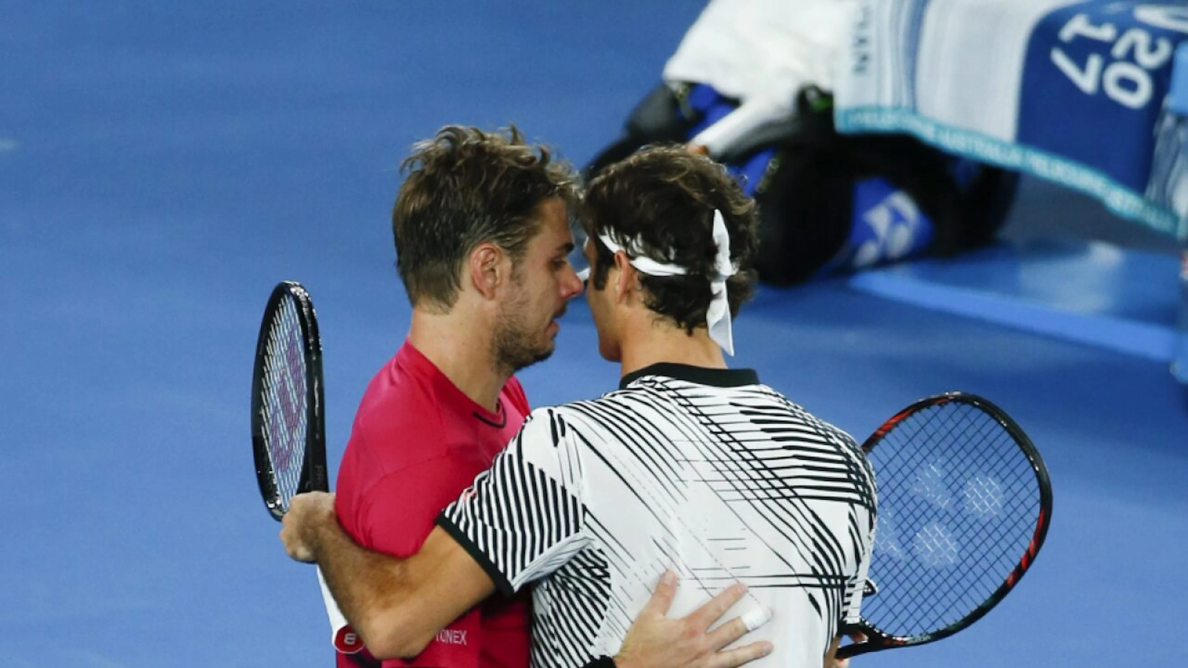 Stan Wawrinka und Roger Federer am 19. Dezember im Palexpo nochmals gemeinsam auf dem Platz.