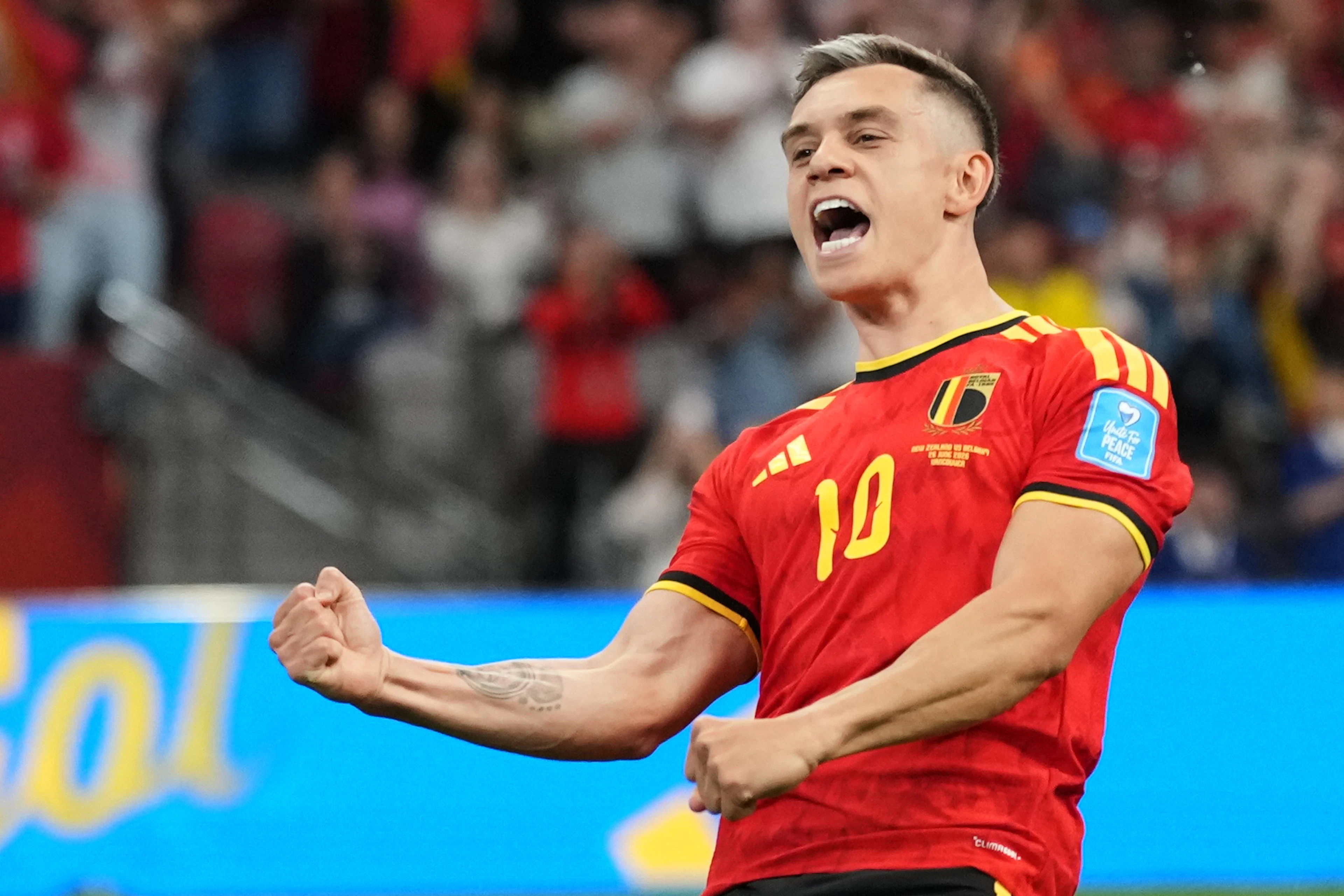 Il calciatore belga&nbsp;Leandro Trossard ha segnato una doppietta nel 5-1 contro la Nuova Zelanda.