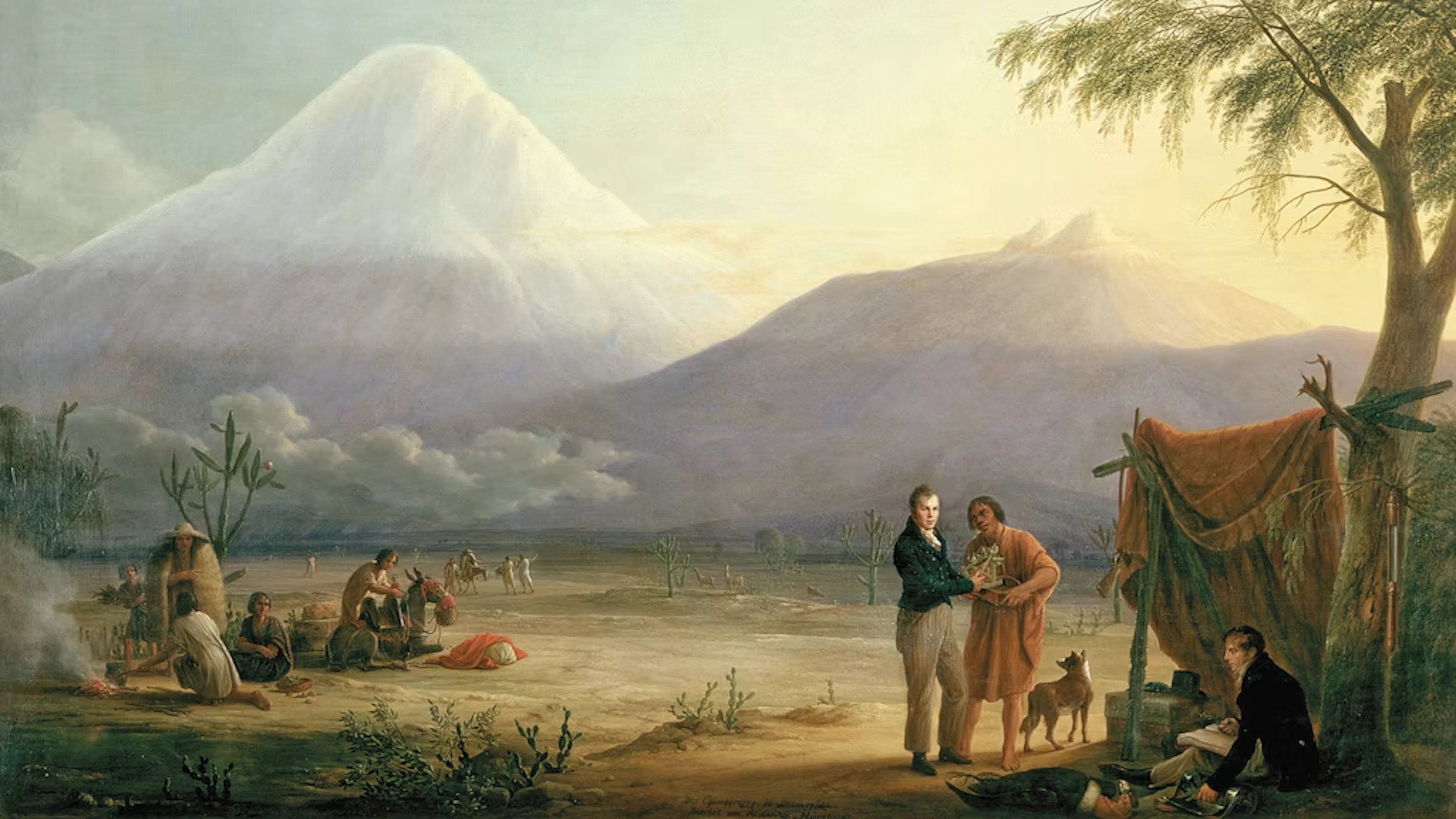 Alexander von Humboldt pendant son expédition en Amérique : au cours de ses voyages en Amérique centrale et en Amérique du Sud, le naturaliste explore les paysages, la flore et les peuples – tout en devenant un fervent détracteur de l'esclavage et de la domination coloniale. Tableau de Friedrich Georg Weitsch (1806).