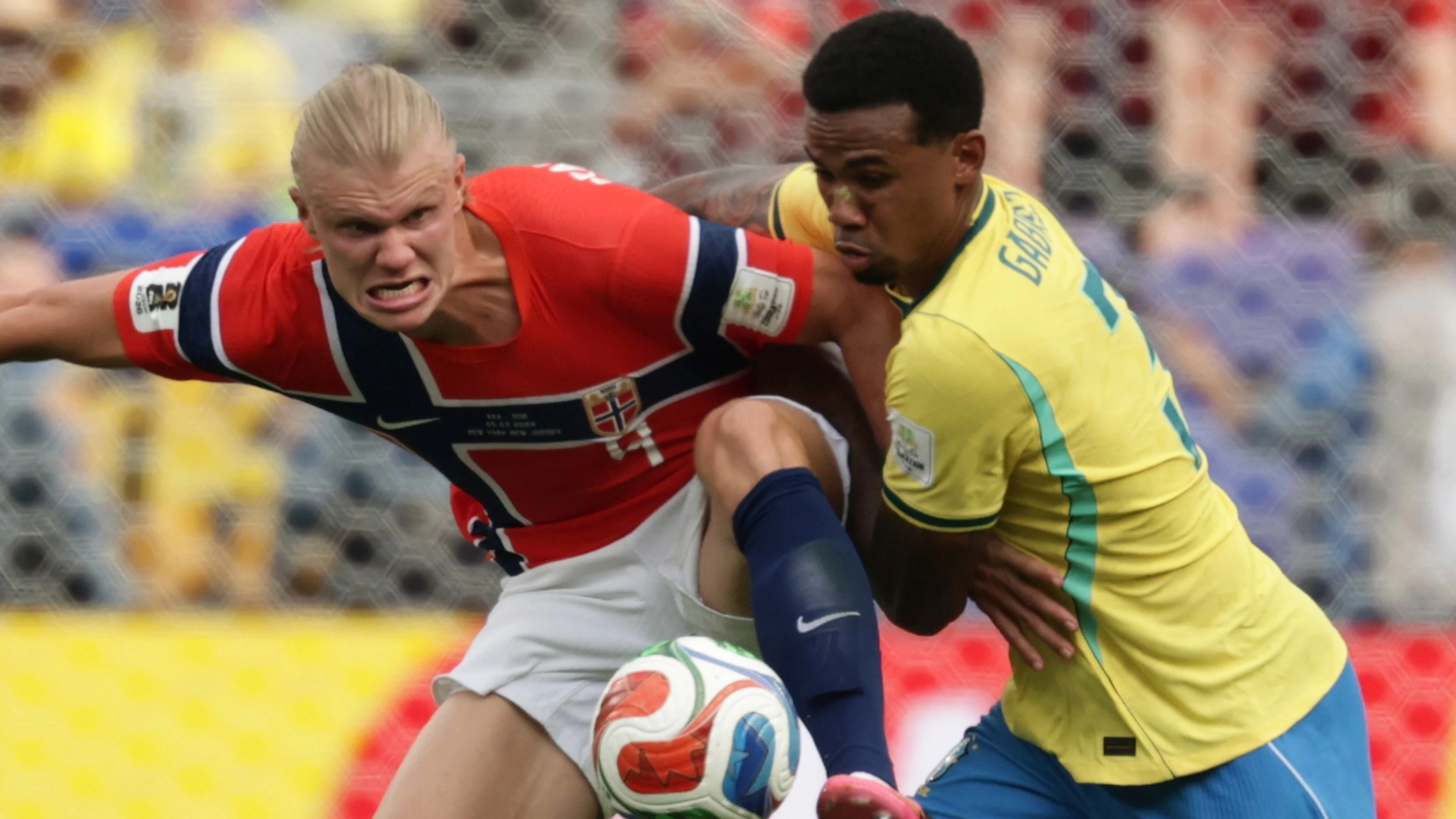 Erling Haaland schiesst Brasilien mit einem Doppelpack ab.