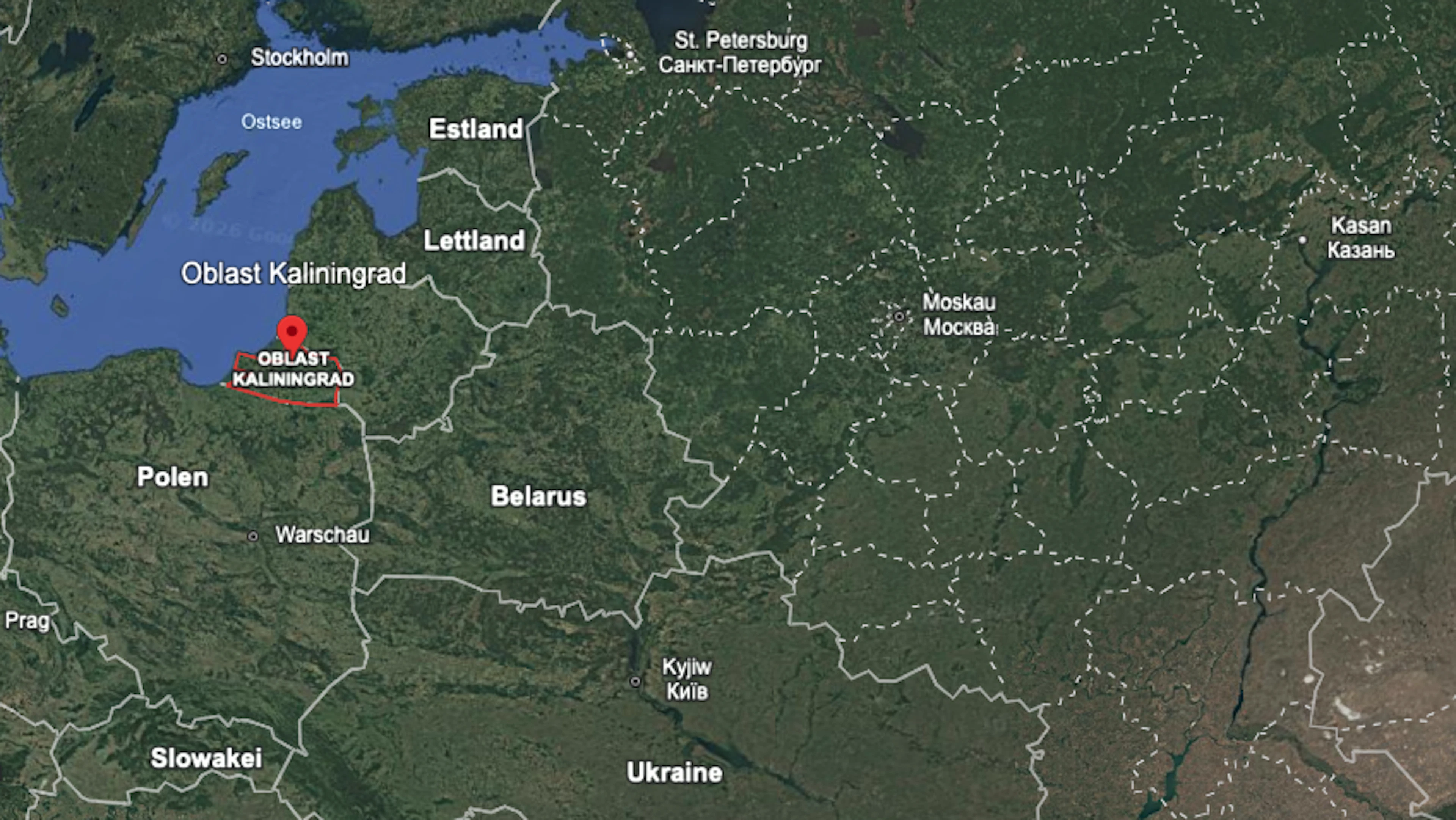 Kaliningrad auf der Landkarte.
