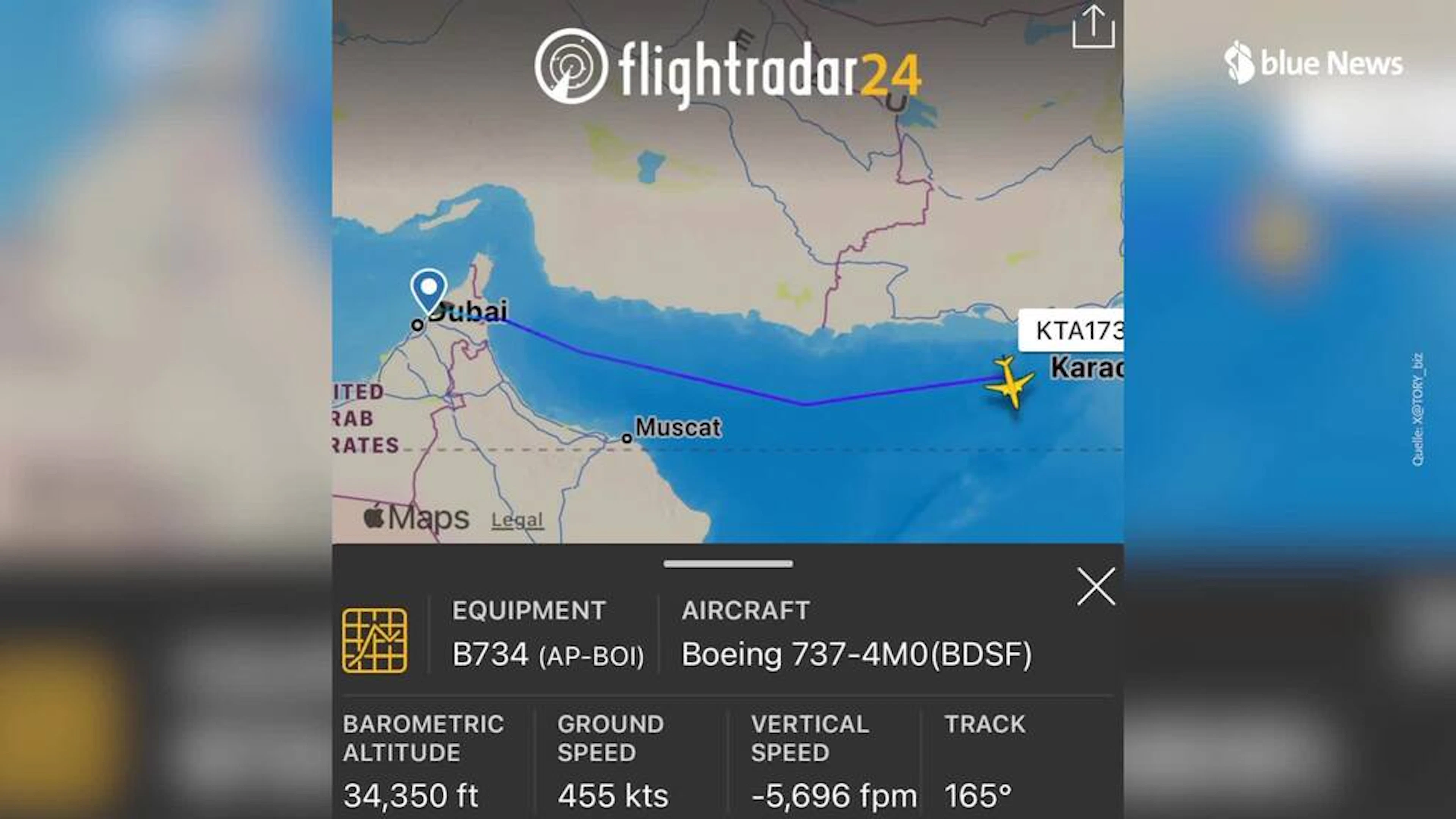 Spurlos über dem Meer – Flightradar24 zeigt den mutmasslichen Absturzort des Frachtflugzeugs