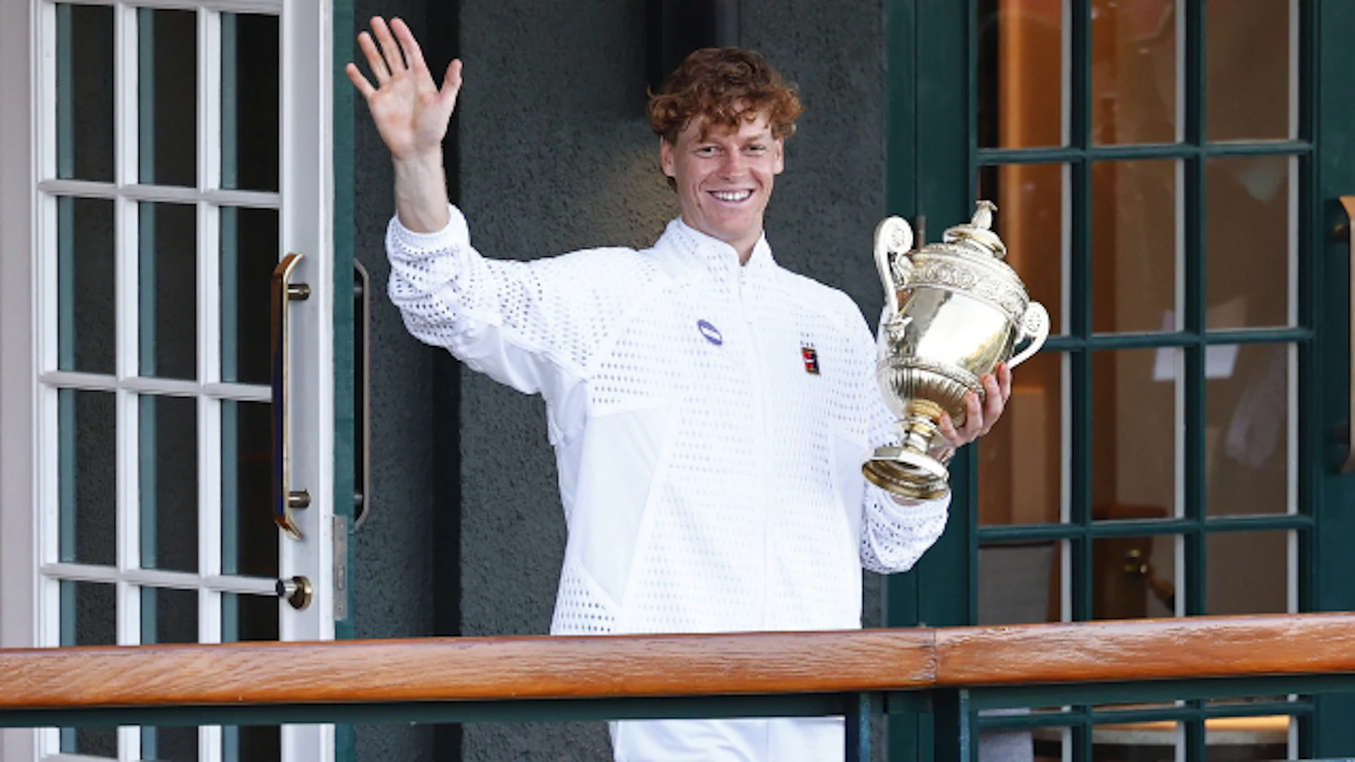 Jannik Sinner celebrates his Wimbledon title.