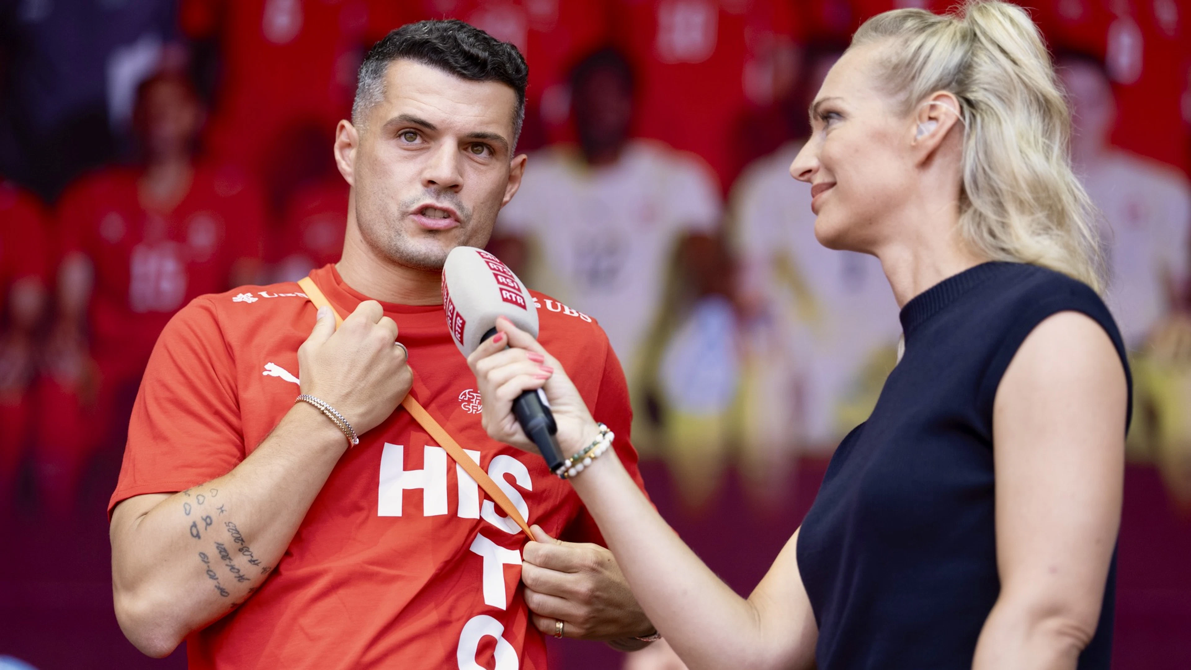 Le capitaine Granit Xhaka en a profité pour s'adresser et remercier le public.
