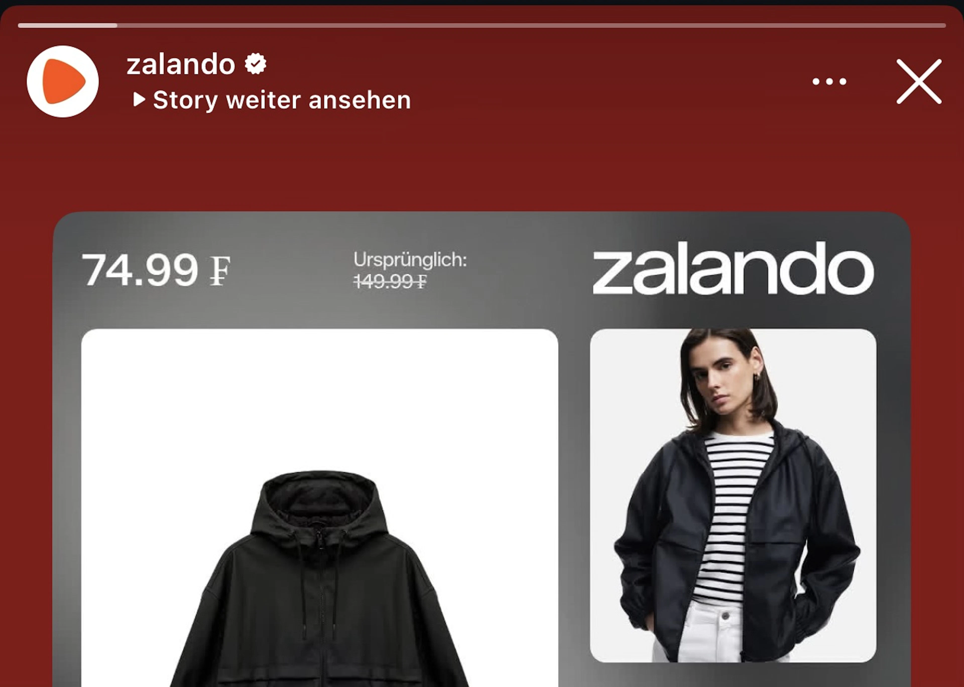 Instagram displayed the wrong currency symbol in a Zalando ad.