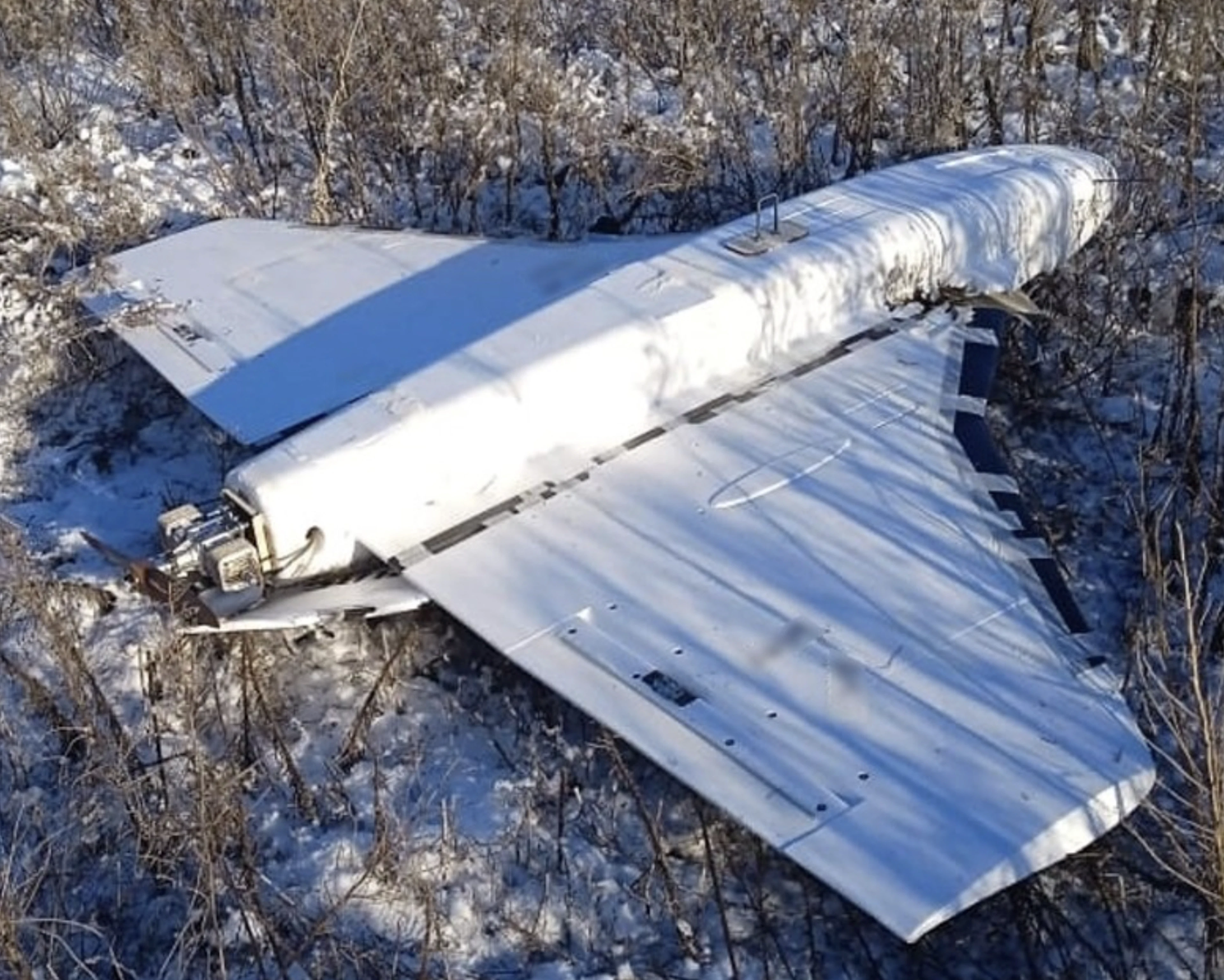 A Russian Gerbera drone, approximately two meters long, such as those used during the incursion into Polish airspace.