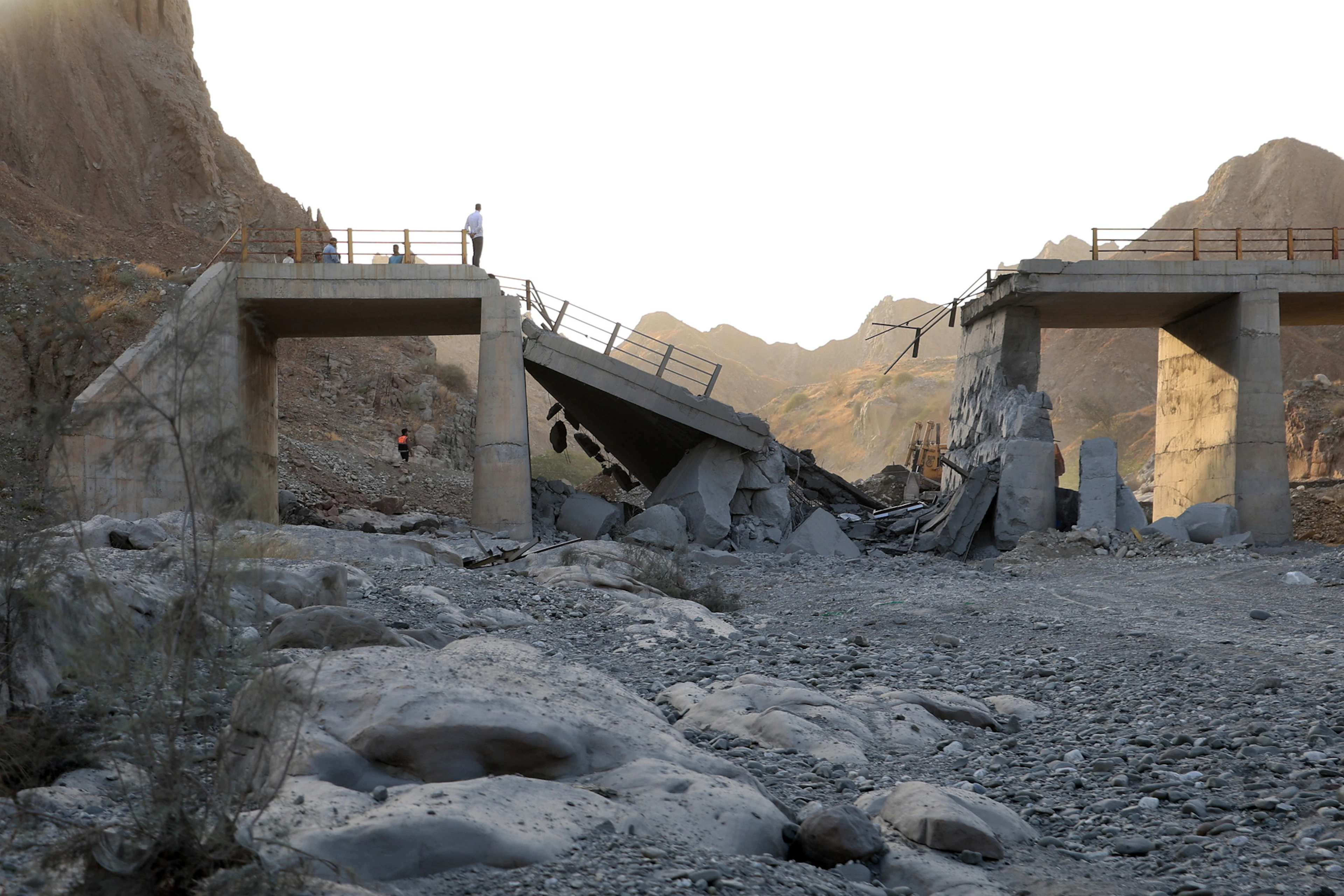 A bridge on the road between Rudan and Bandar Abbas in southern Iran was damaged by a U.S. airstrike.