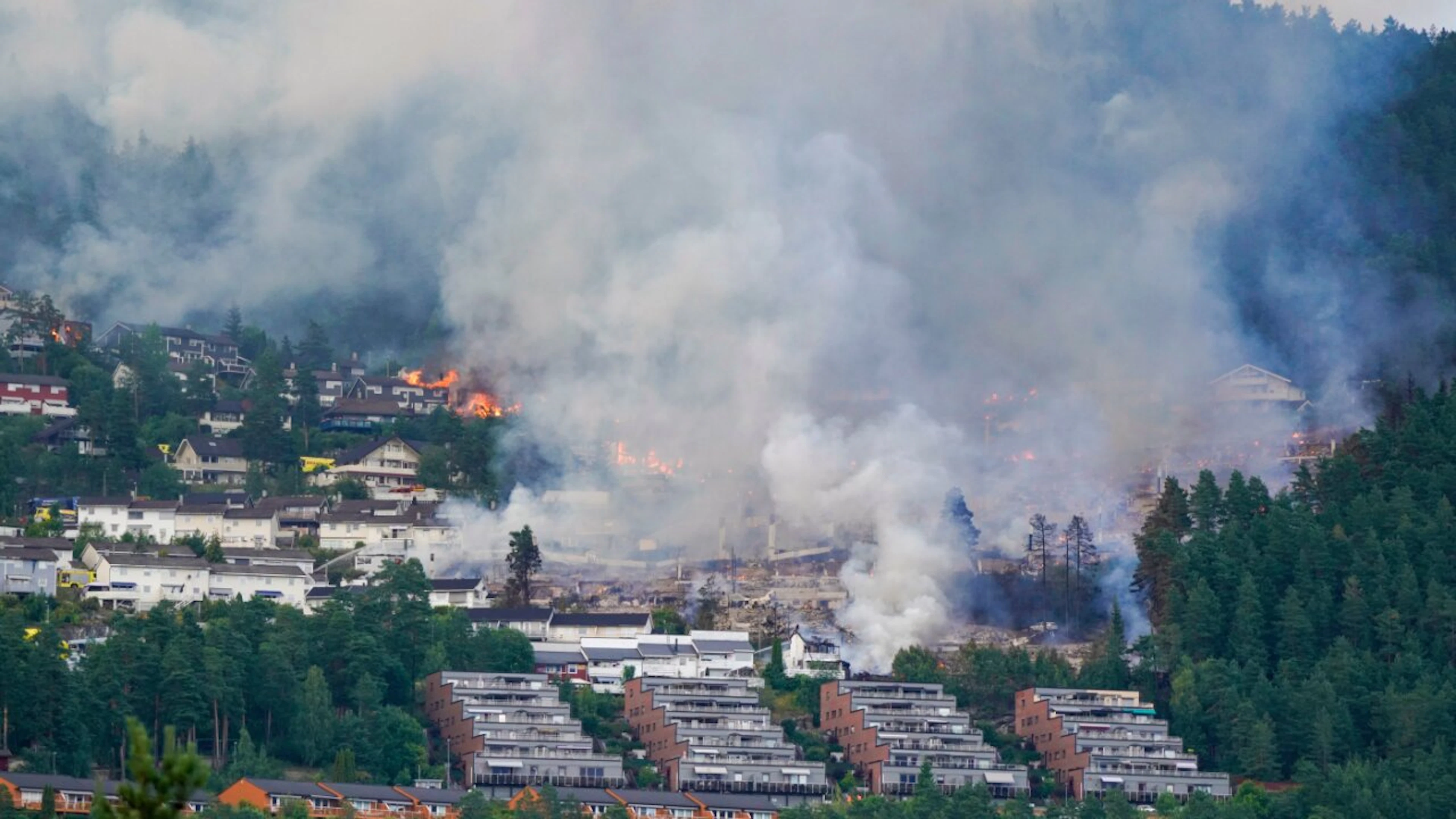 Le feu a détruit plus de 100 maisons vendredi dans la ville de Drammen (archives).