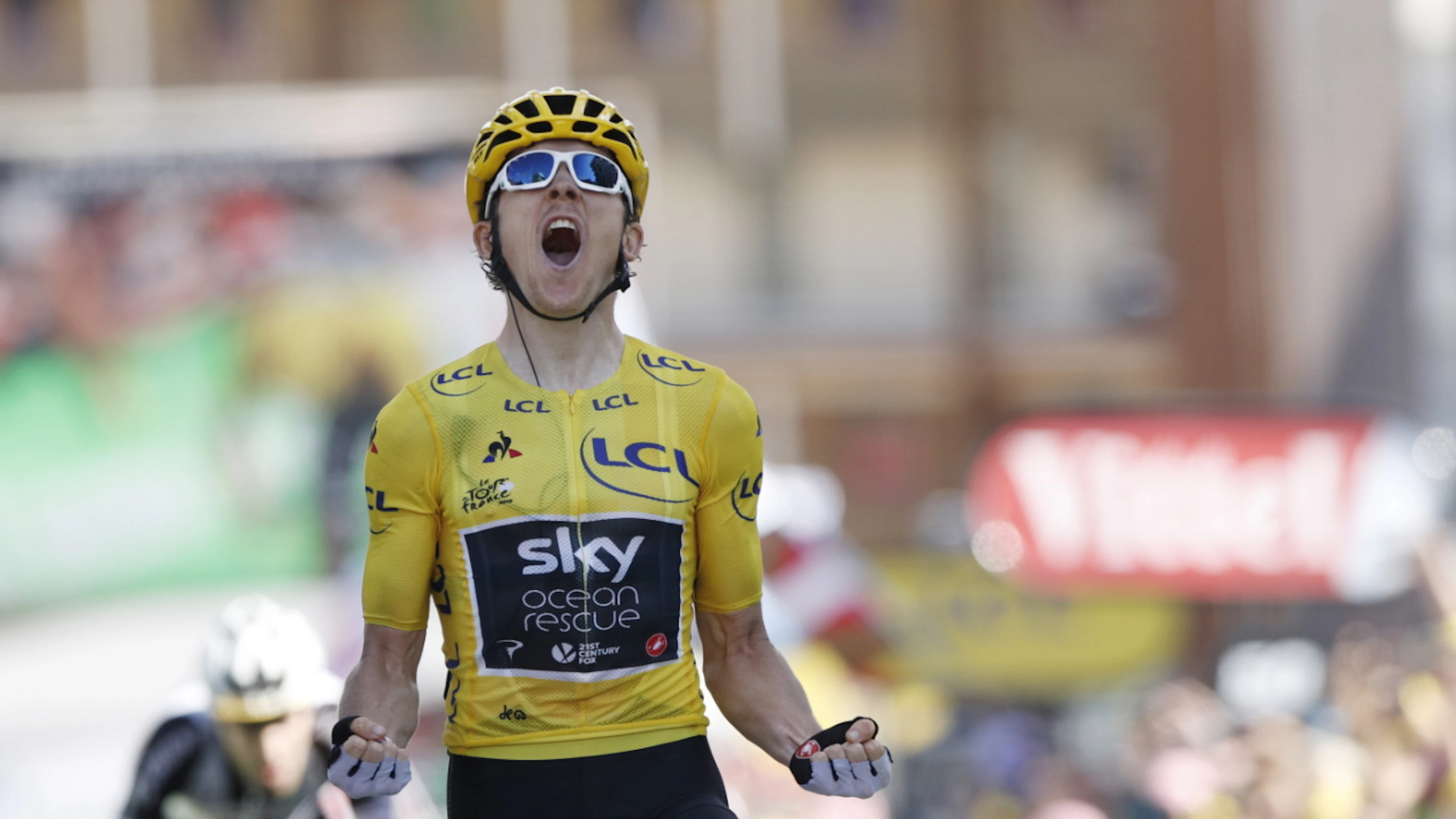 Premiere: 2018 triumphiert der Waliser Geraint Thomas als erster Fahrer im Maillot jaune auf der Alpe d'Huez