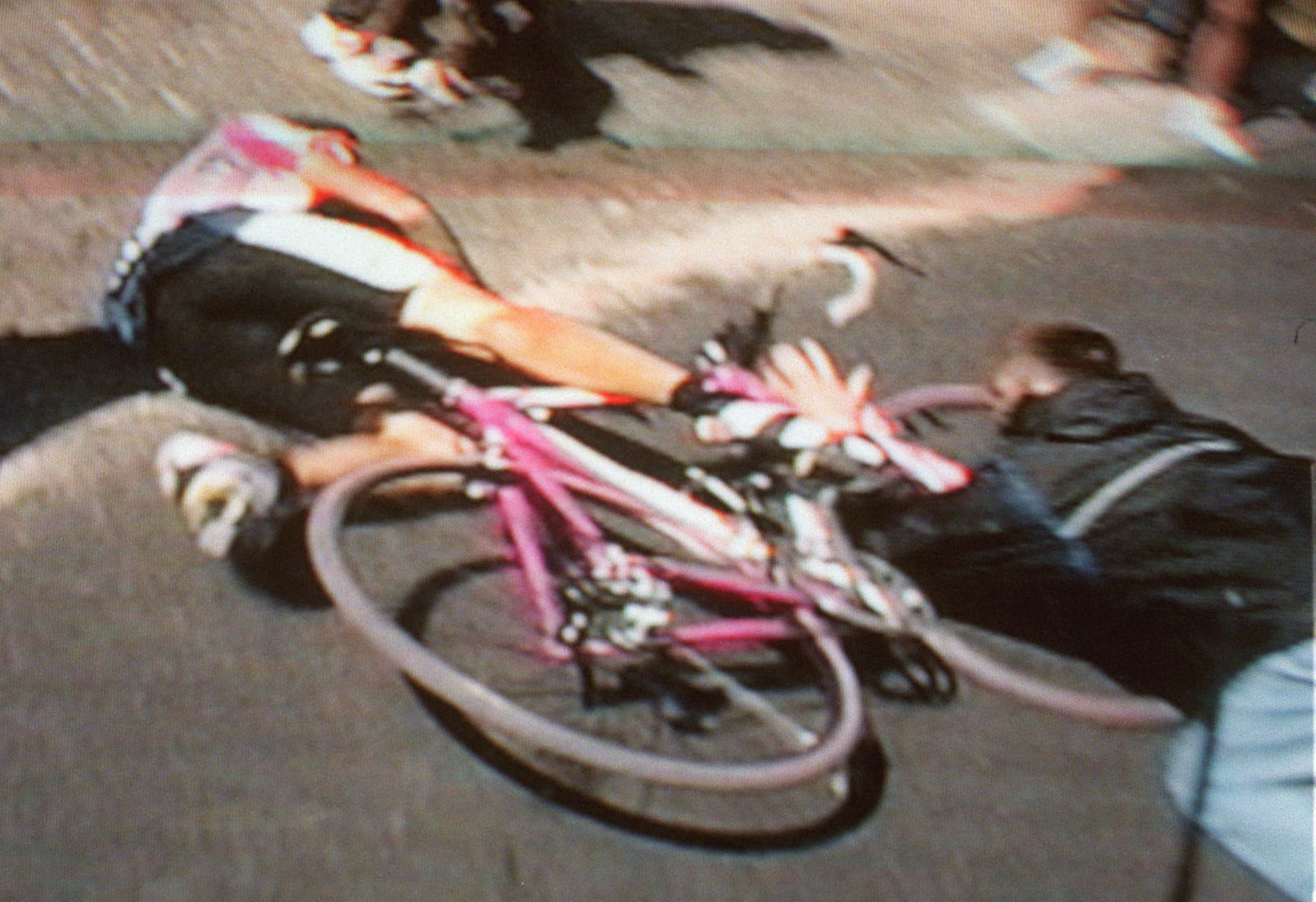 Giuseppe Guerini is knocked down by a spectator.