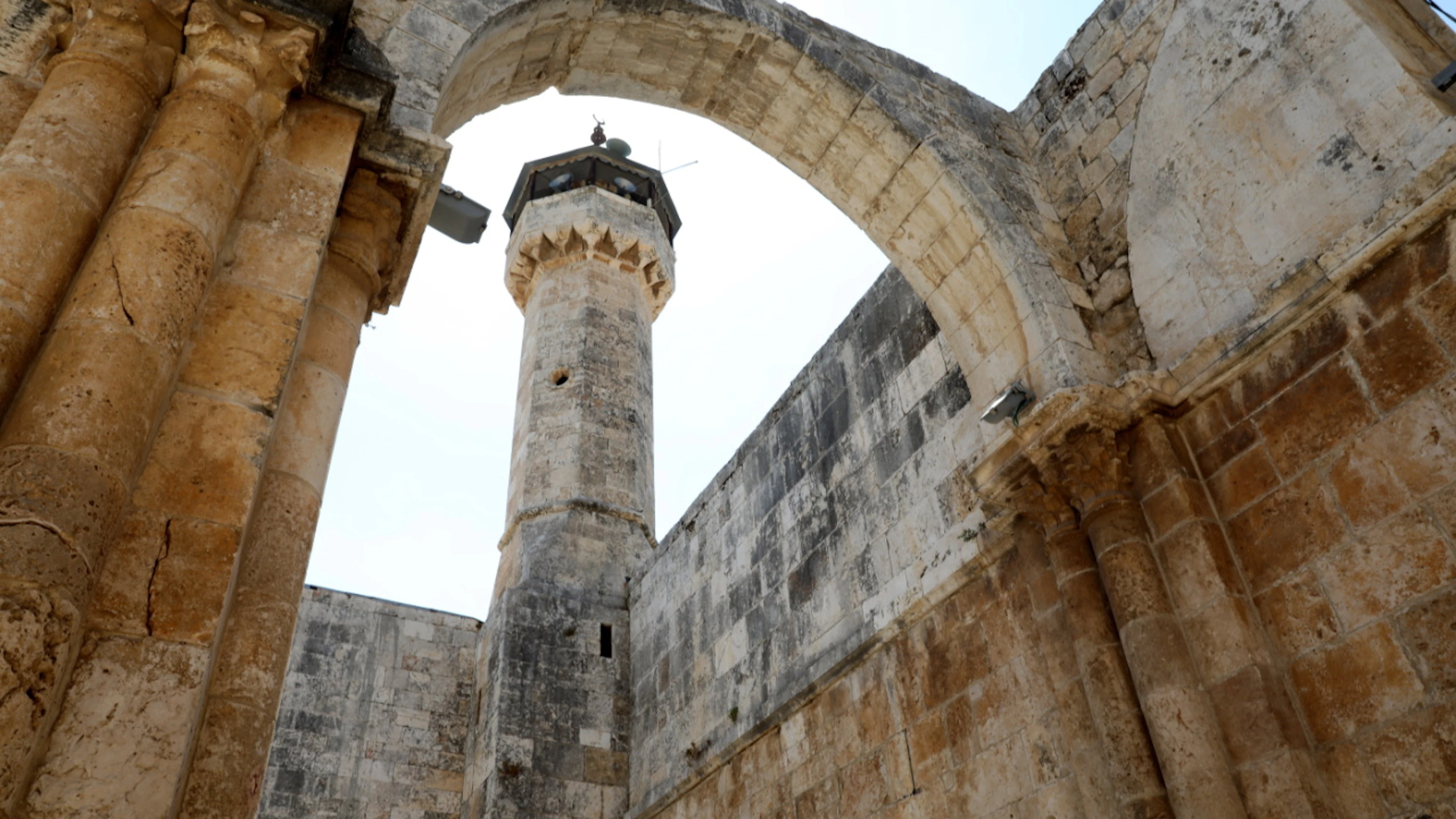 Vue du site archéologique du village palestinien de Sabastiya, près de la ville de Naplouse, en Cisjordanie.