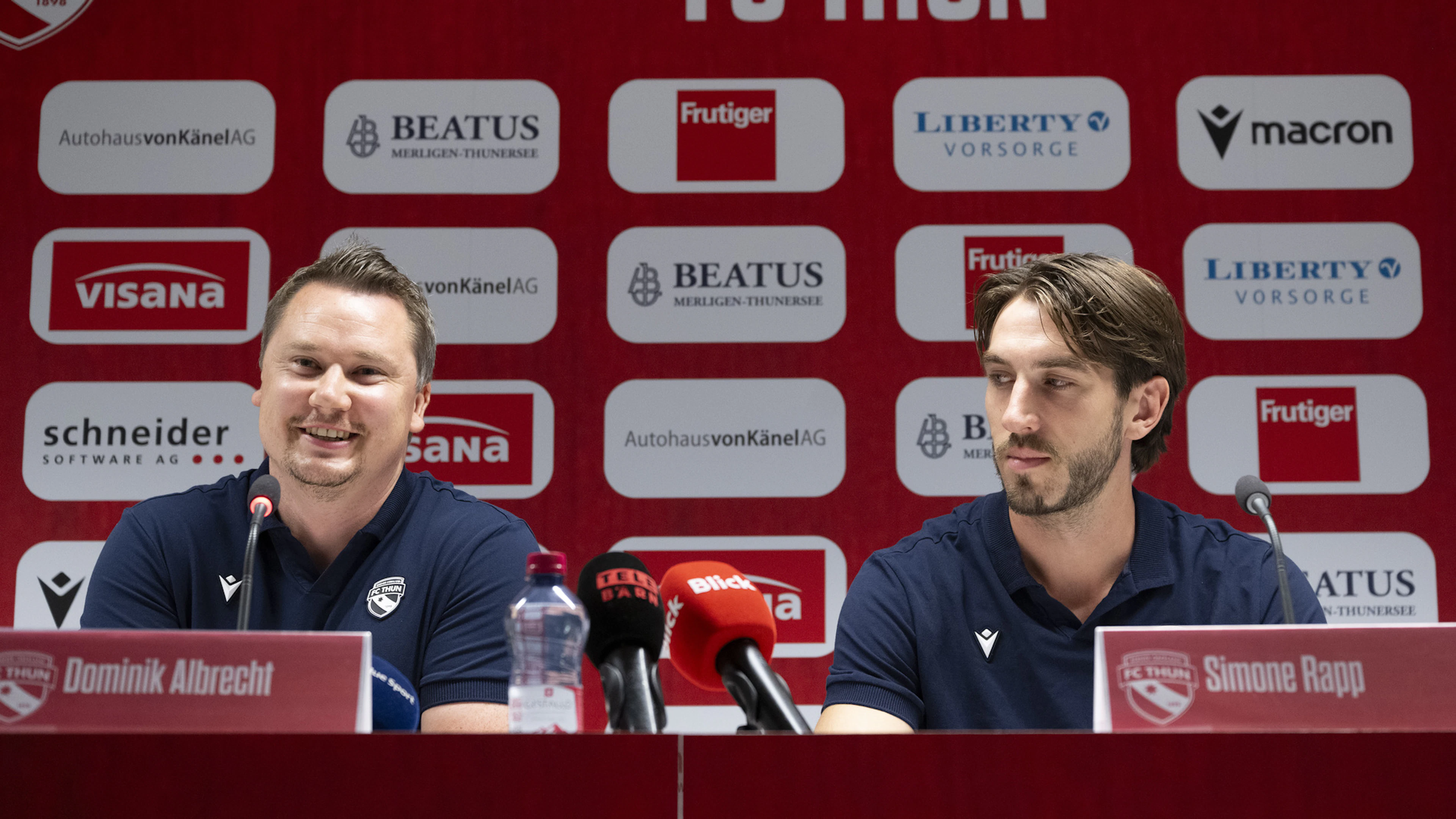FC Thun's former and current sports director: Dominik Albrecht (left) and his successor, Simone Rapp.