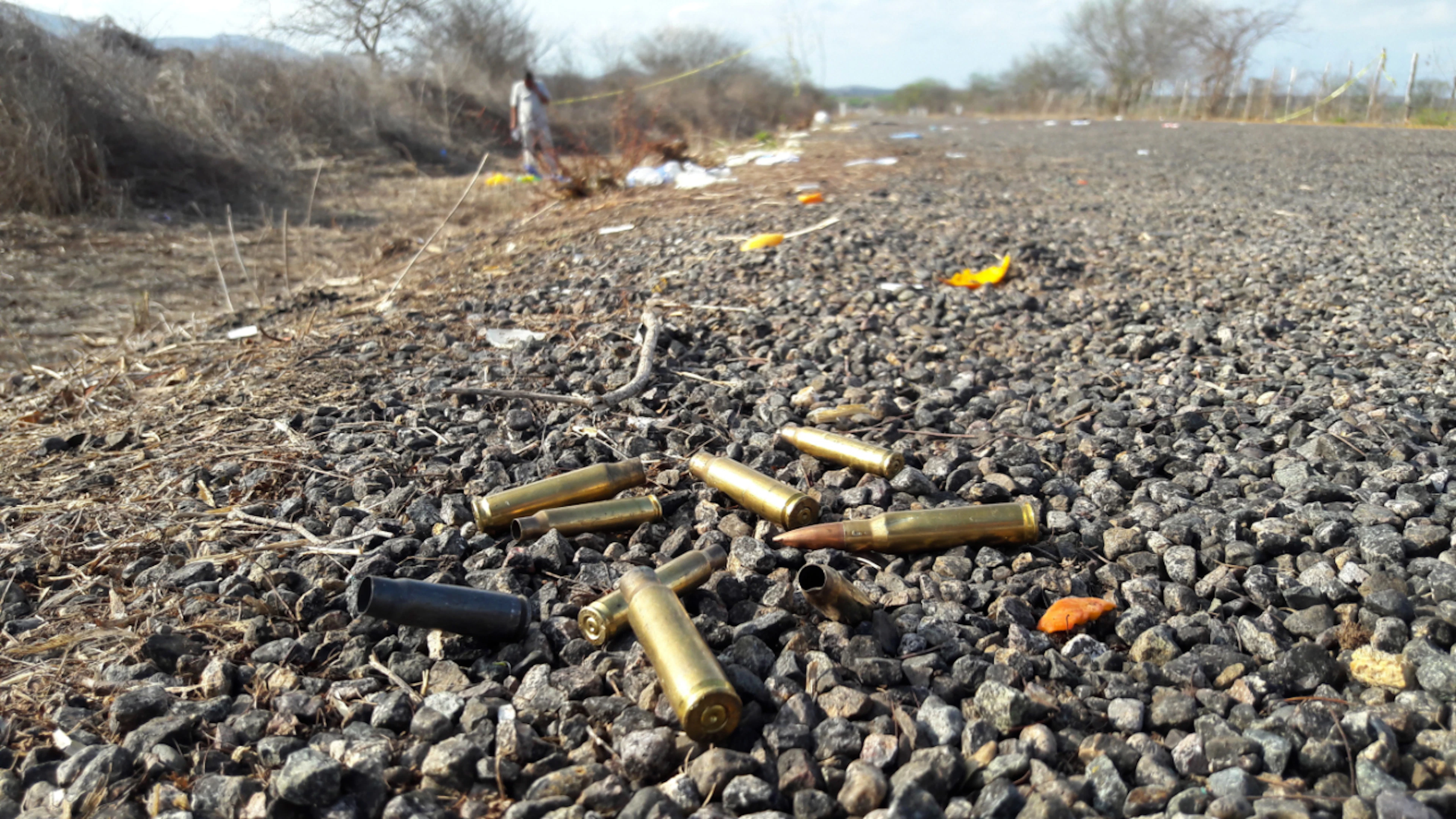 ARCHIVE – Cartridges and shell casings lie on the ground in Sinaloa. Photo: Mario Rivera Alvarado/AP/dpa/stock photo