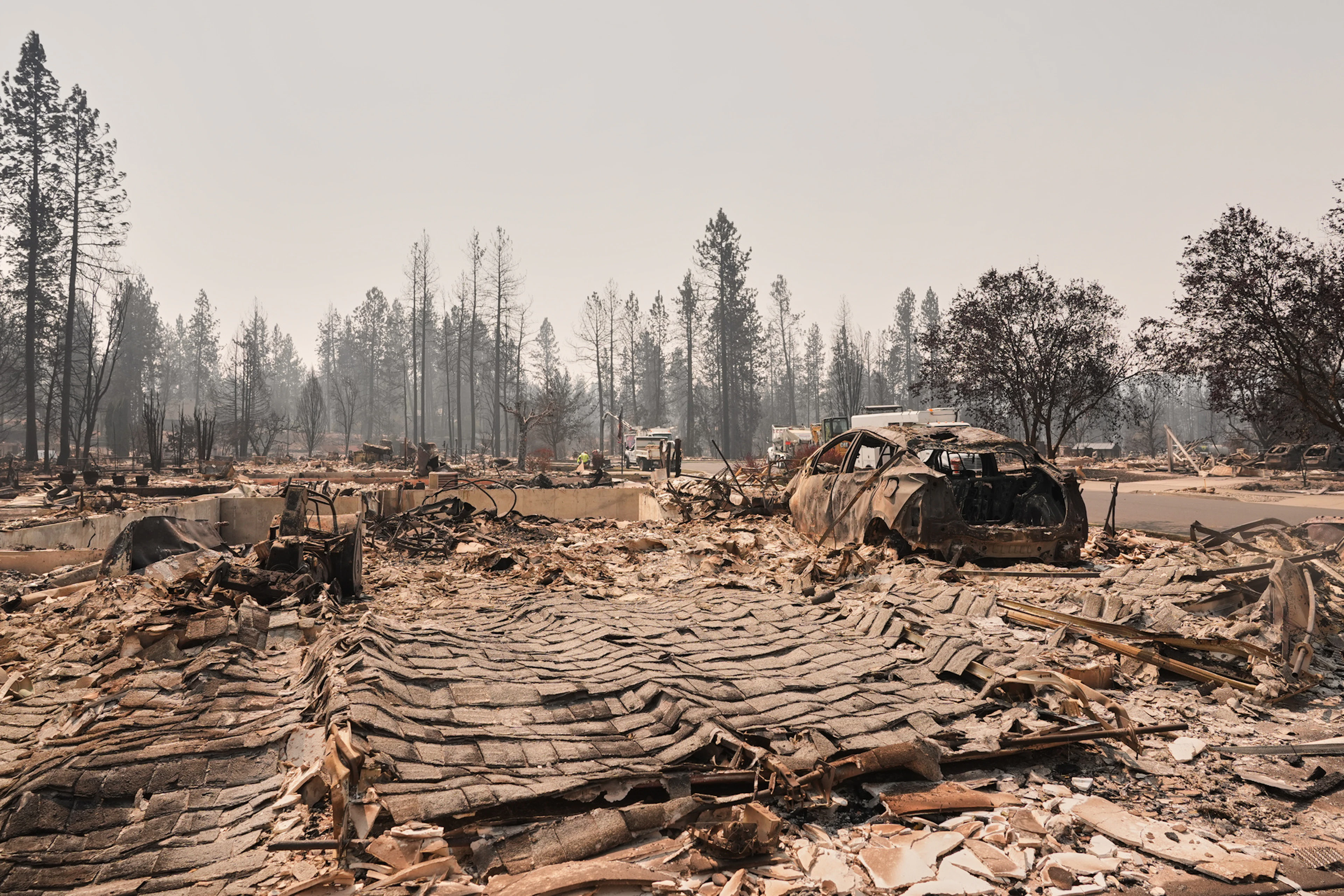 Destroyed houses after a wildfire in Spokane, Washington. (August 4, 2026)