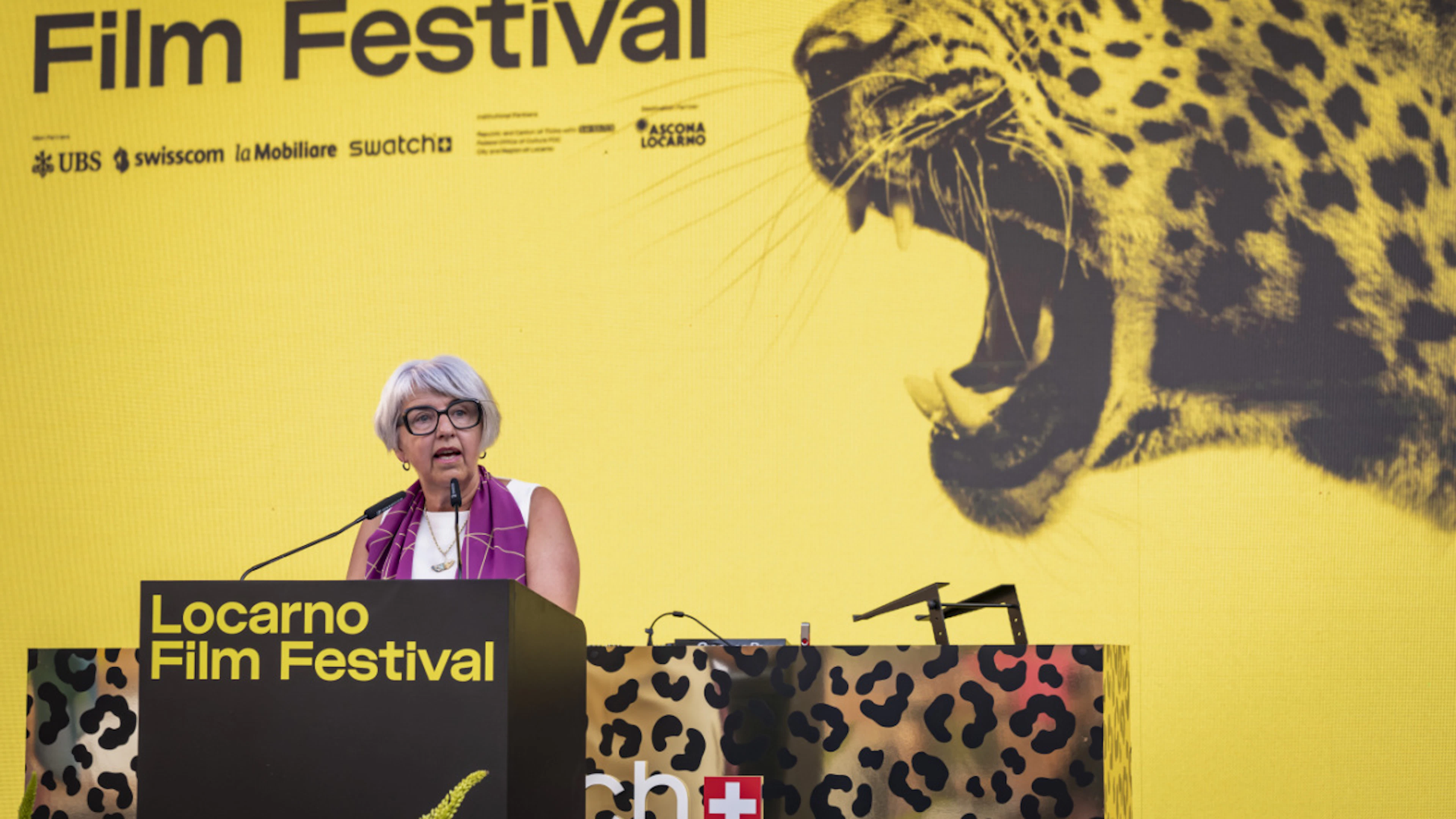 La ministre de la culture Elisabeth Baume-Schneider a participé à l'ouverture du Festival du film de Locarno mercredi soir, et qui se tient jusqu'au 15 août.