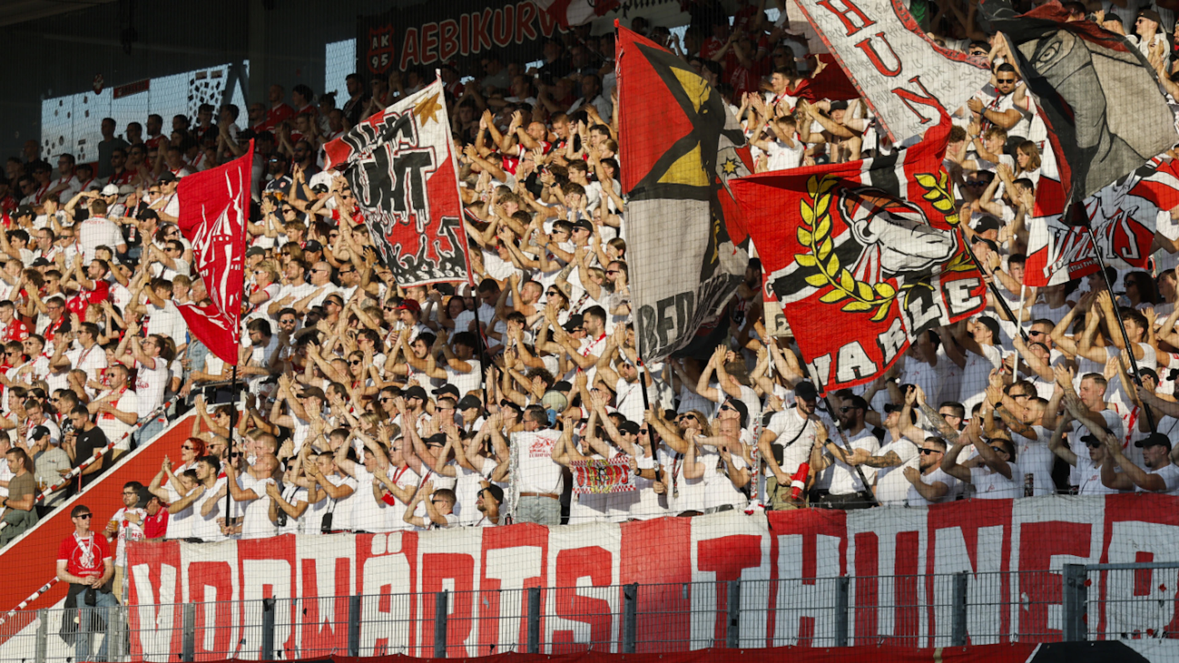 FC Thun fans at the home game against Dinamo Zagreb in the Champions League qualifiers