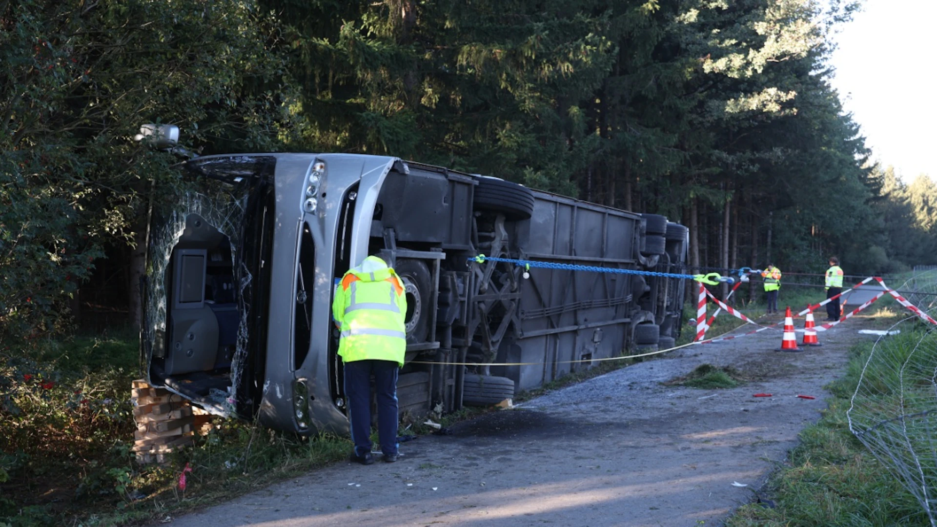Tour Bus Overturns on A96 – Two Dead and Many Injured