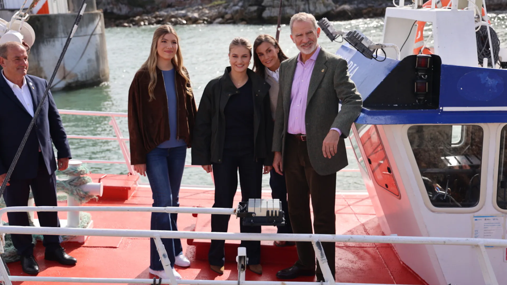 Spain's Queen Letizia Slips on a Fishing Boat