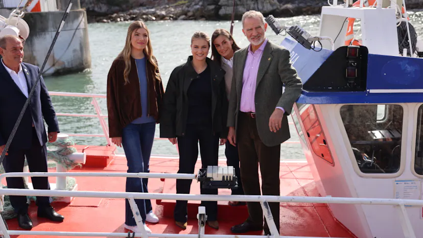 Spain's Queen Letizia Slips on a Fishing Boat